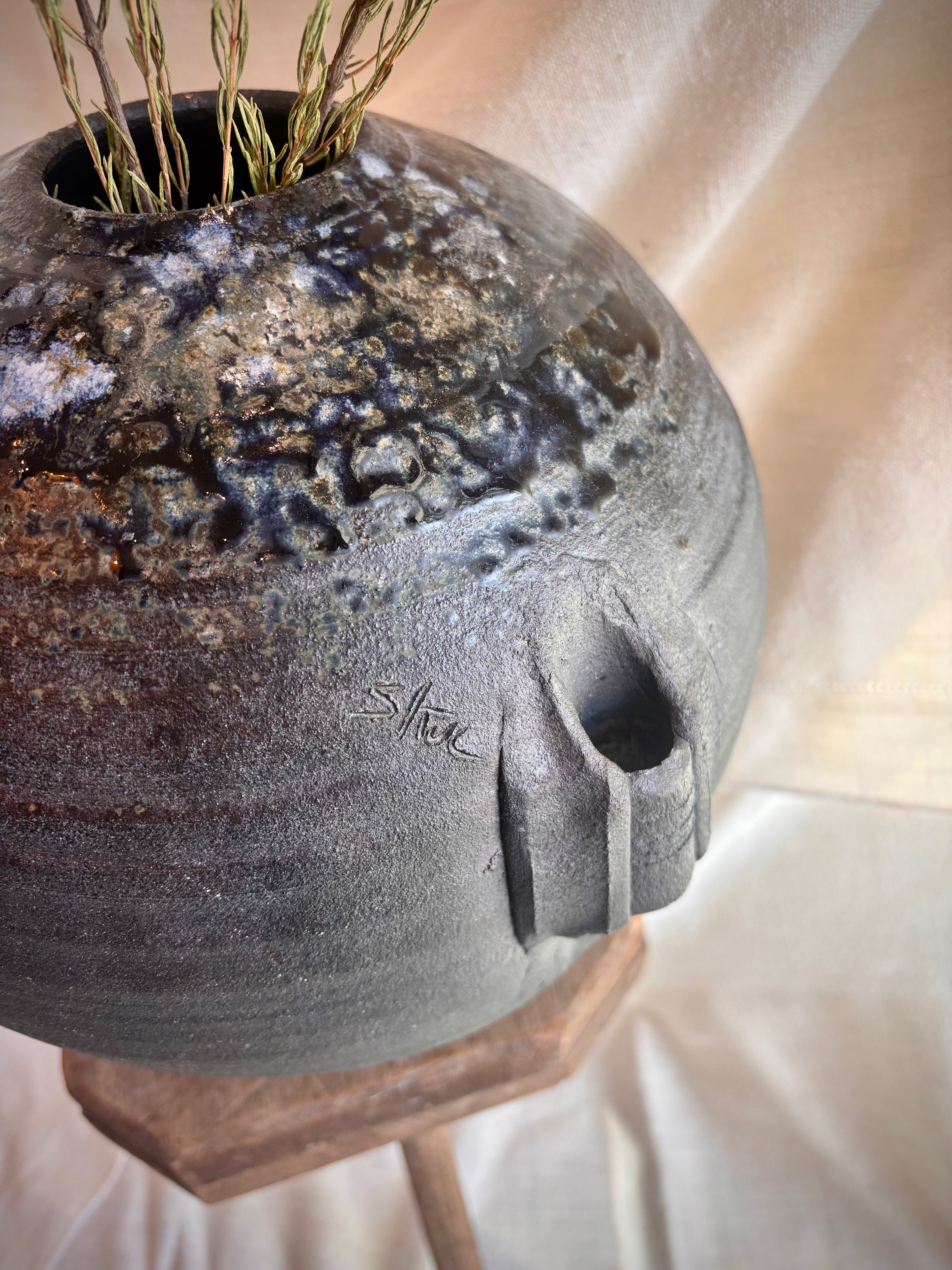 Vintage Black Studio Stoneware Vessel