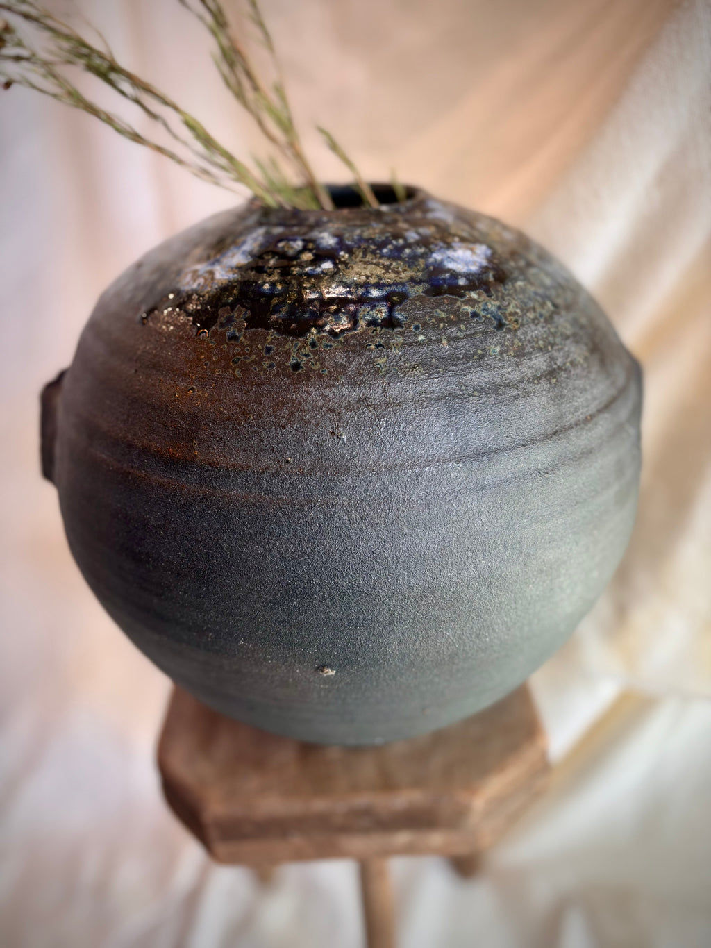 Vintage Black Studio Stoneware Vessel