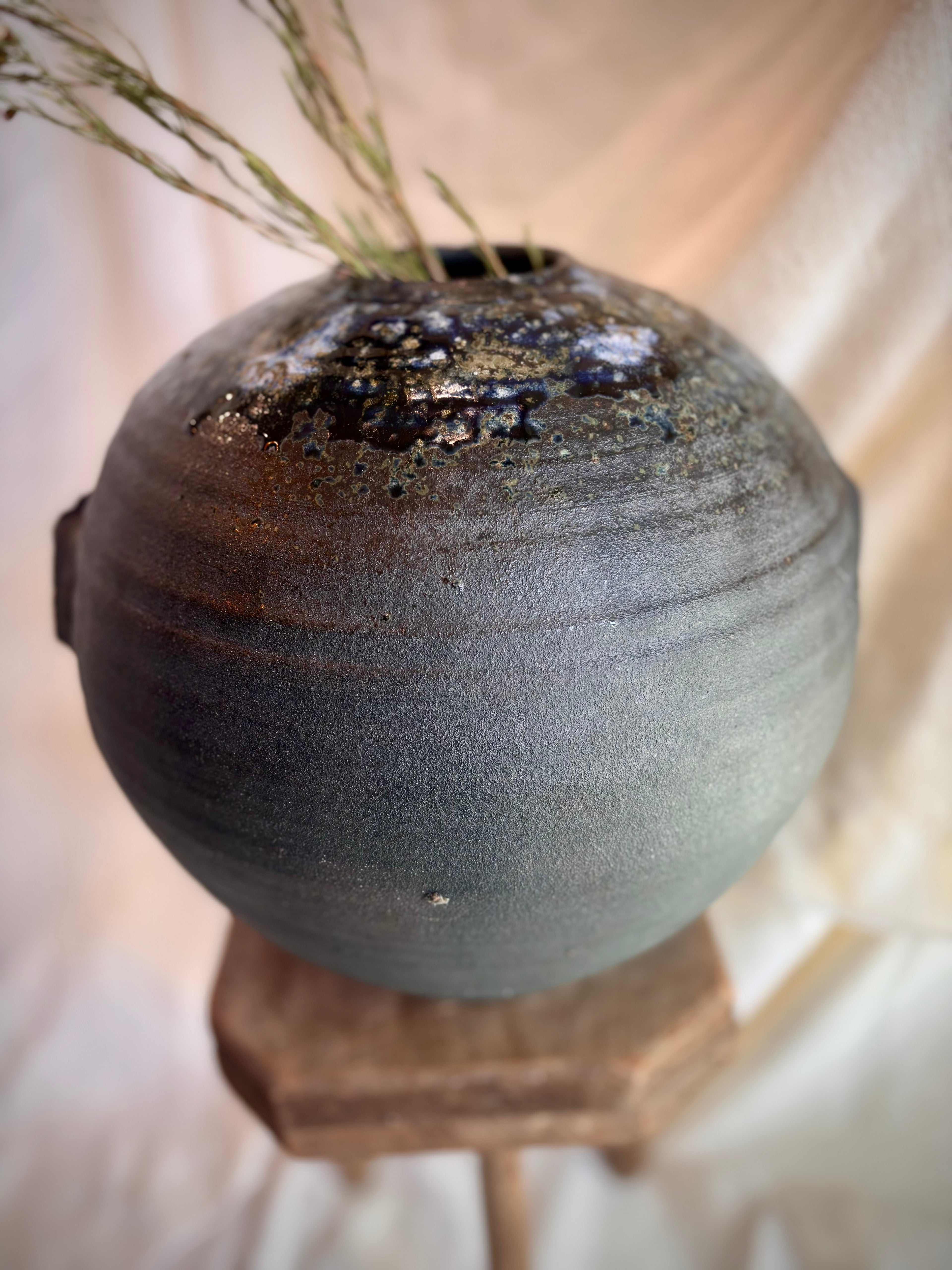 Vintage Black Studio Stoneware Vessel