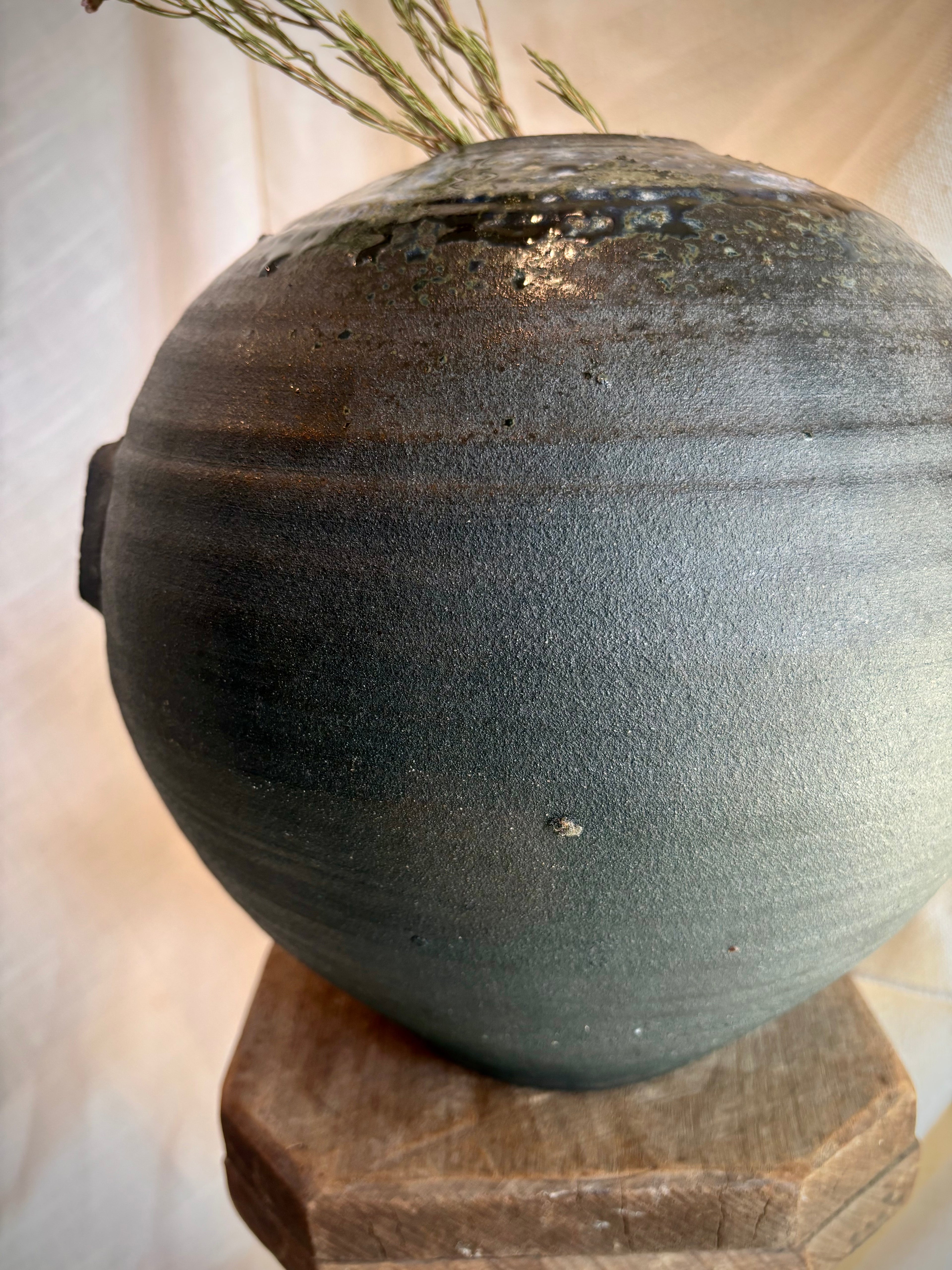 Vintage Black Studio Stoneware Vessel