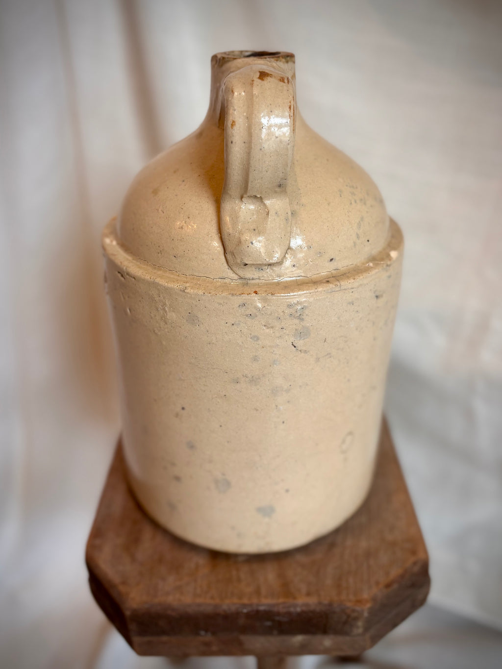 Repaired Vintage Ivory Stoneware Jug
