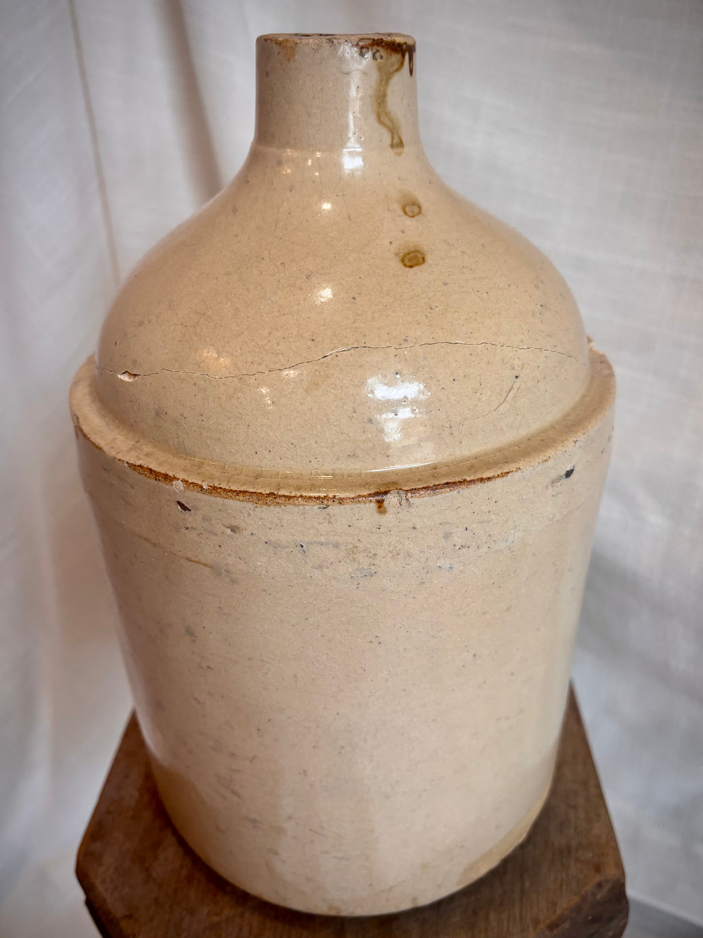 Repaired Vintage Ivory Stoneware Jug