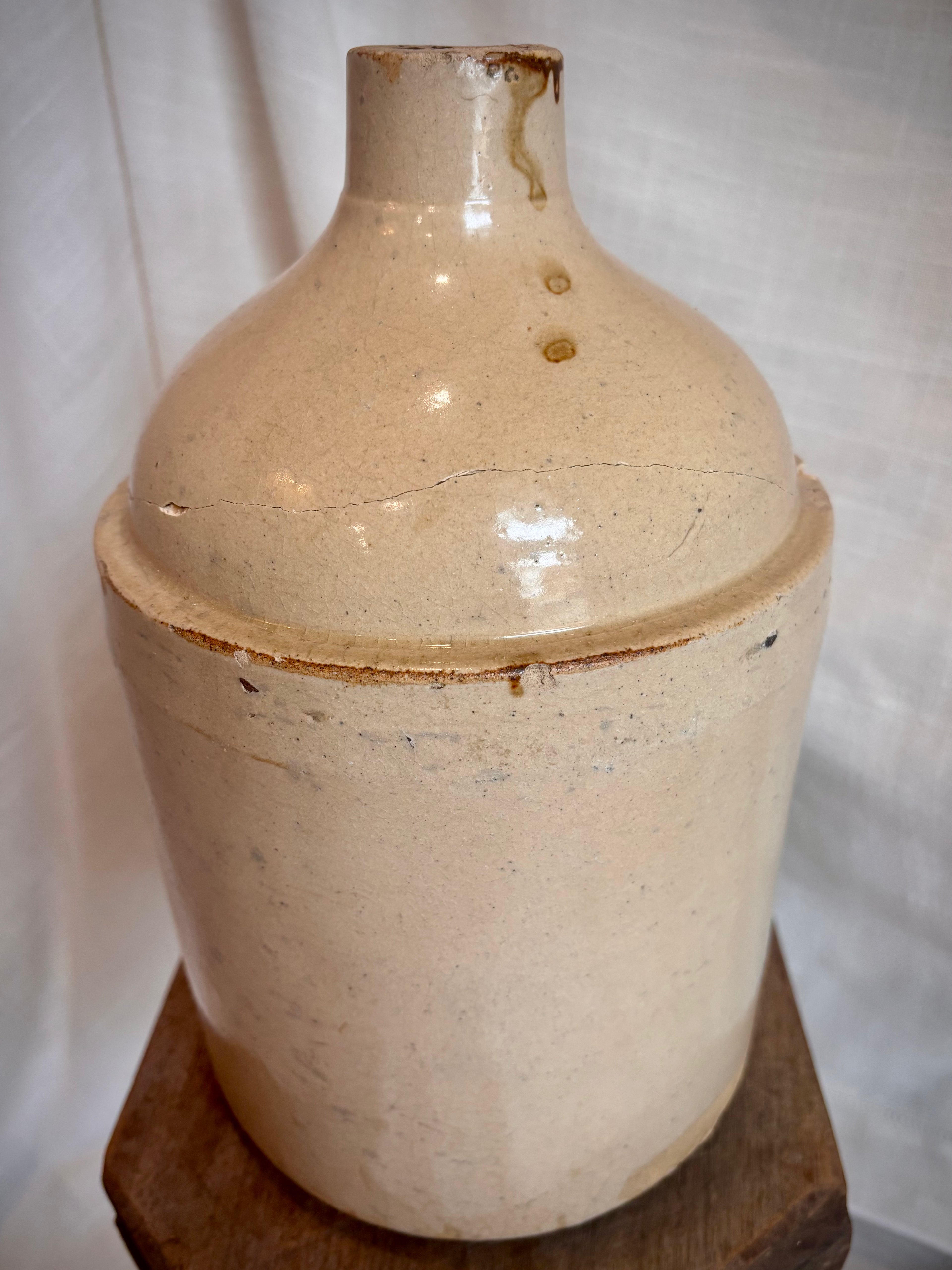 Repaired Vintage Ivory Stoneware Jug