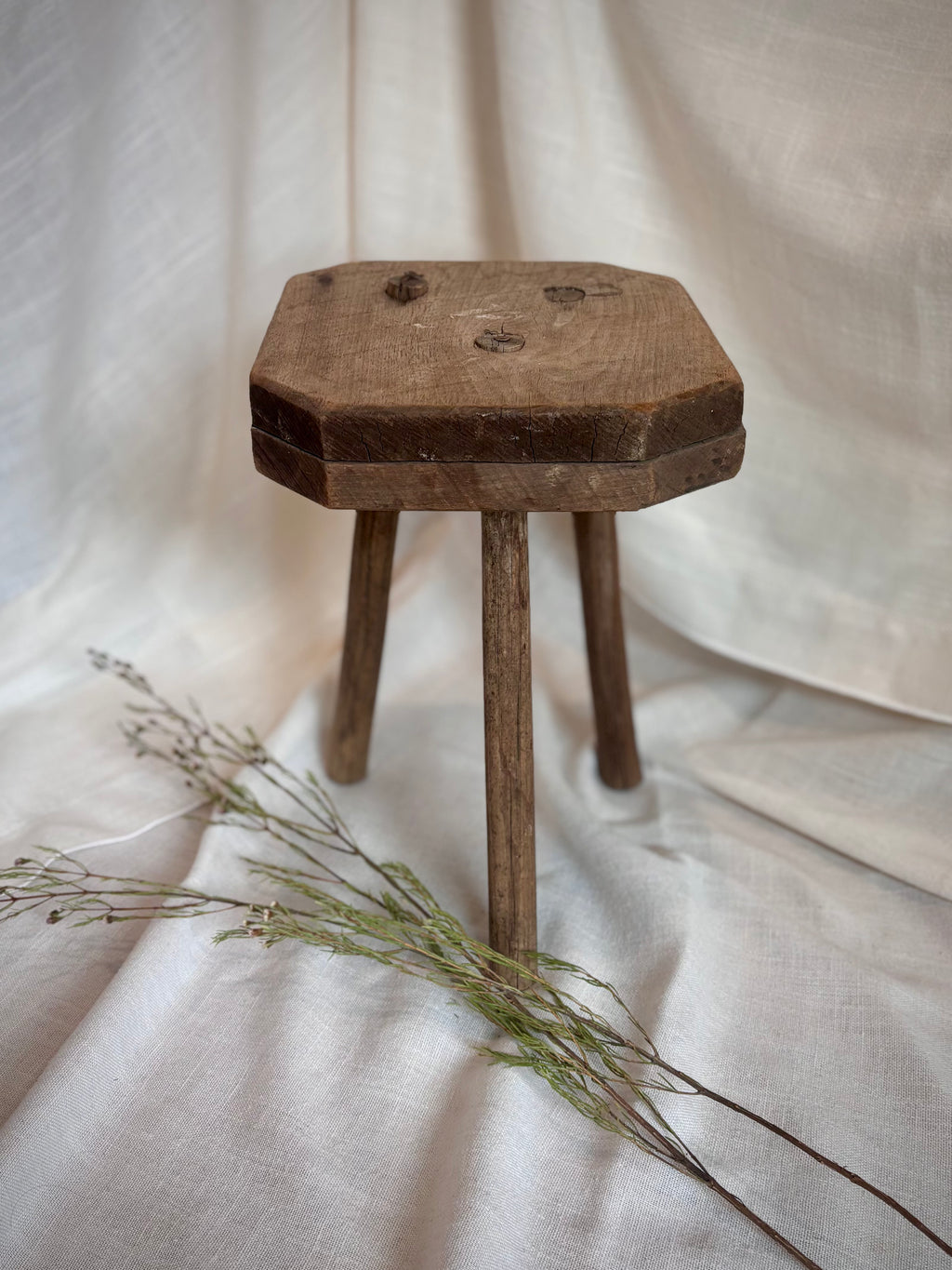 Antique French Primitive Milking Stool