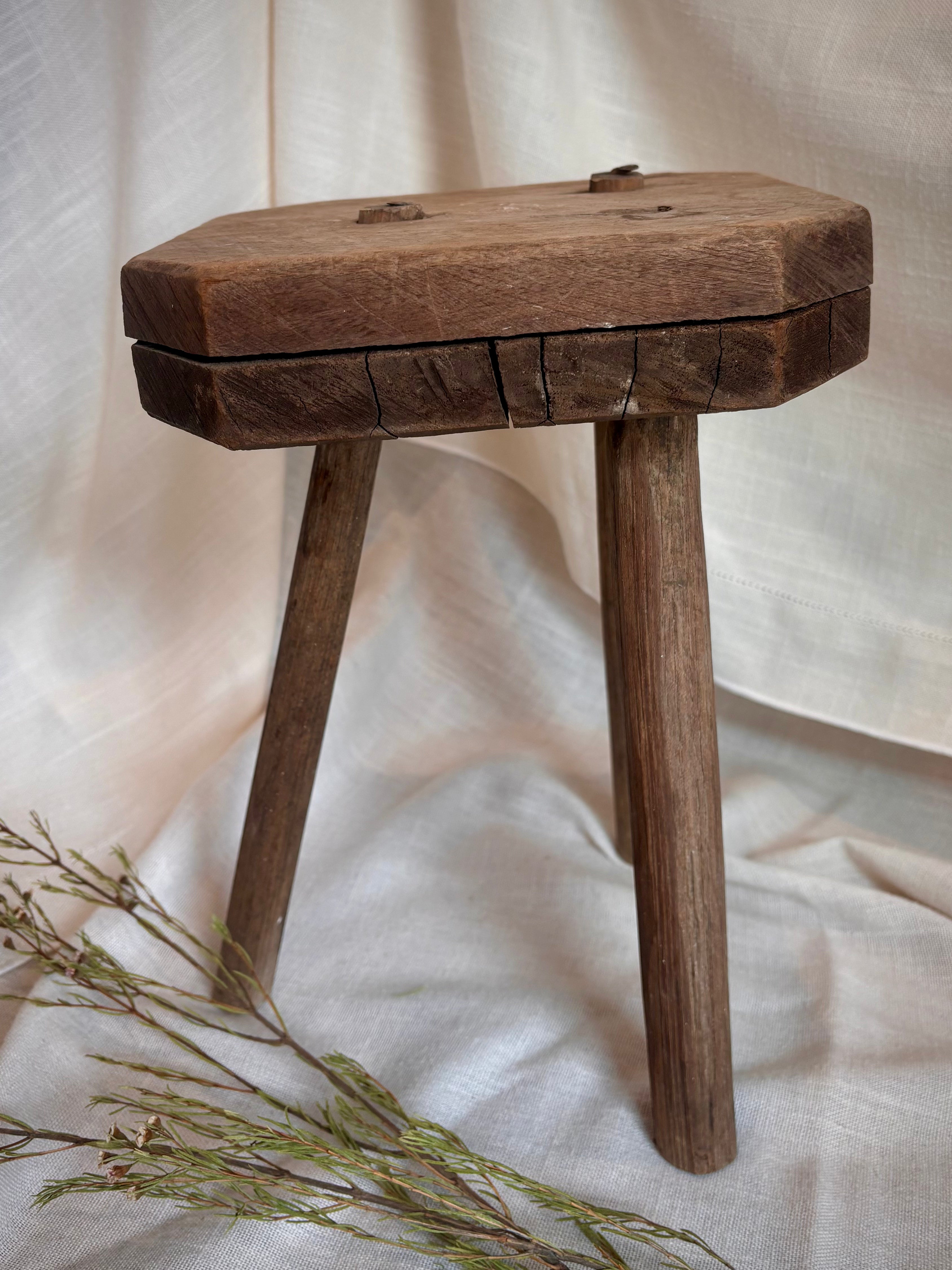 Antique French Primitive Milking Stool