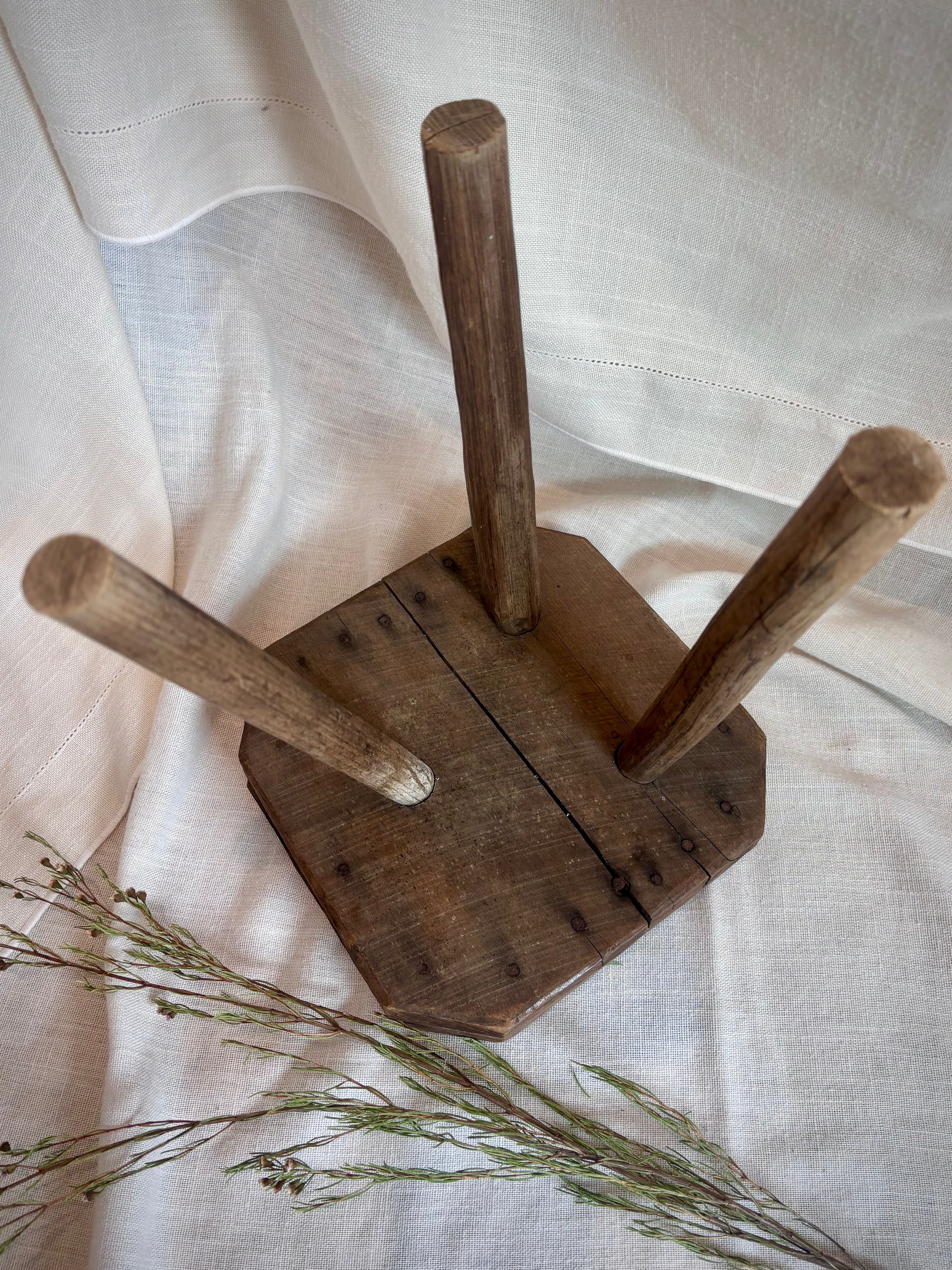 Antique French Primitive Milking Stool