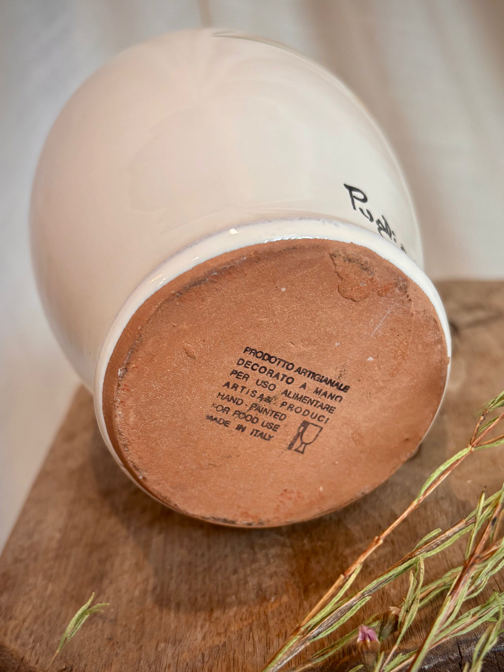 Vintage Carluccio’s Italian Ceramic Olive Oil Fiasco – Puglia