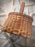 Woven Vintage Gathering Basket With Bentwood Handle