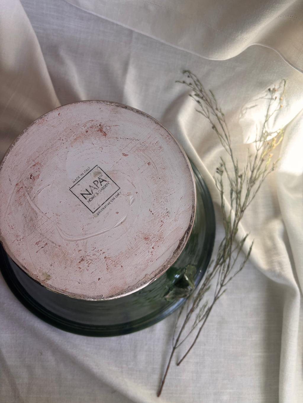 Large Italian Green Glazed Terracotta Garden Vessel