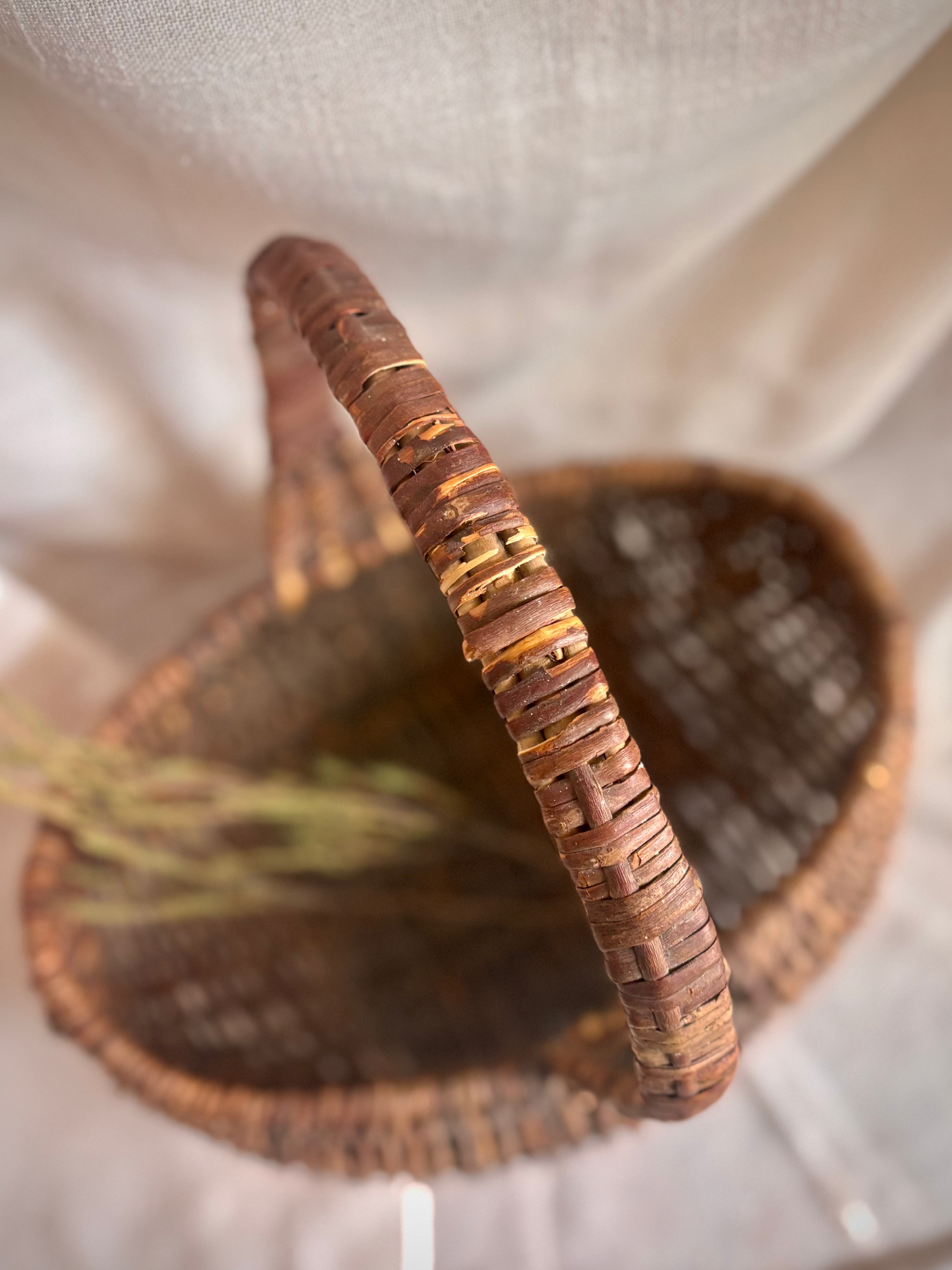 Large Vintage Dark Willow Market Basket