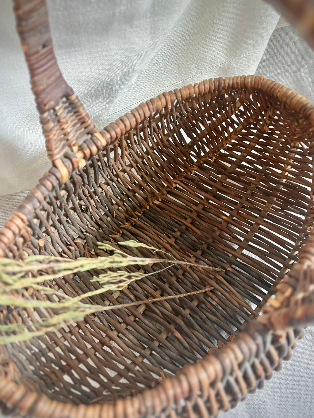 Large Vintage Dark Willow Market Basket