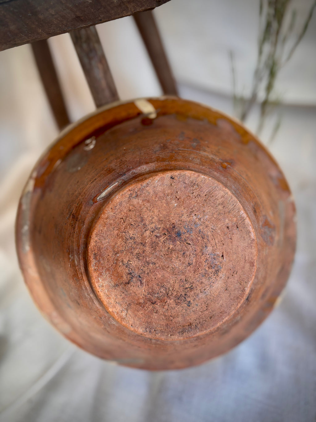 Antique French Yellow-Glazed Terracotta Bowl