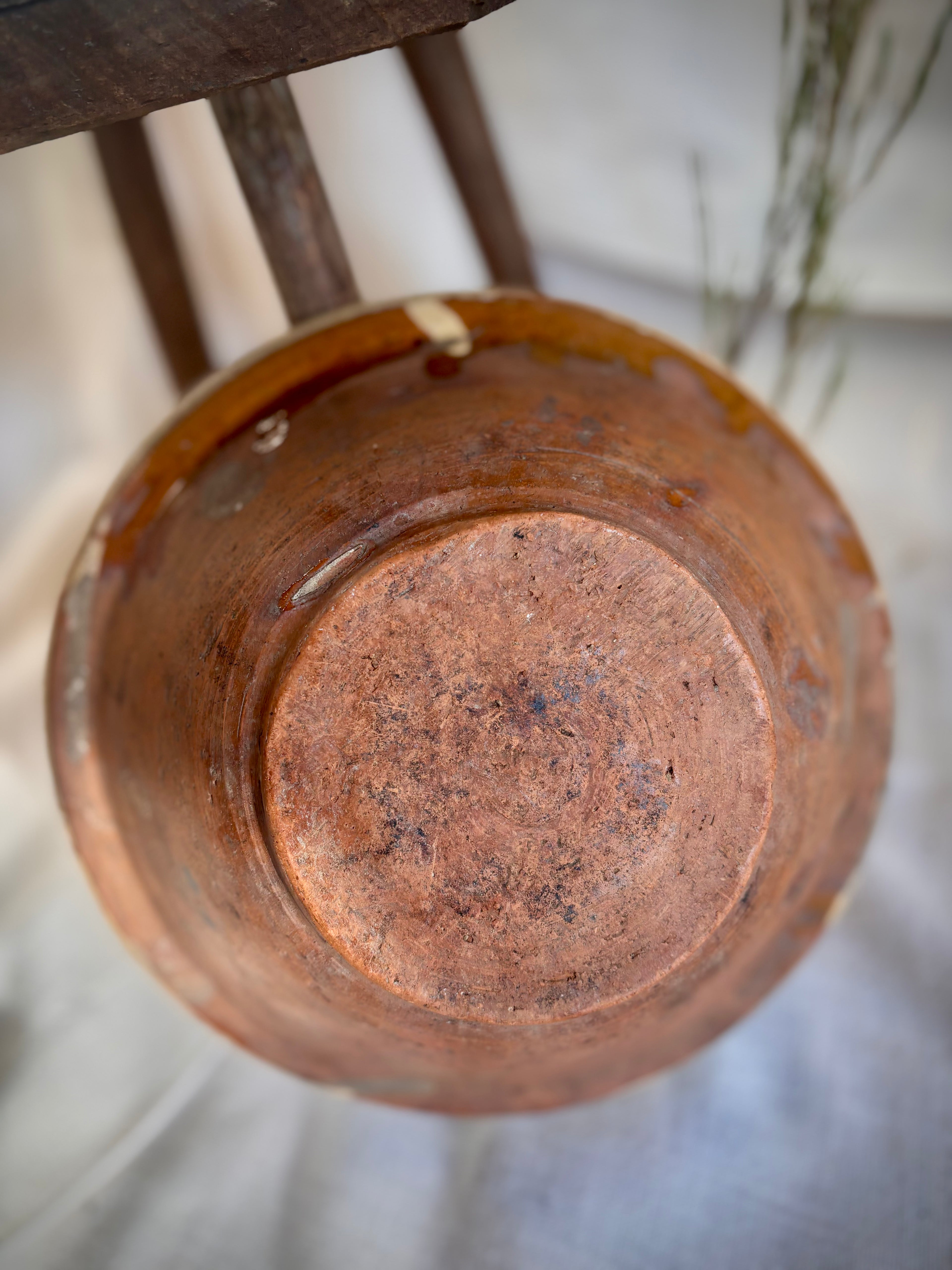Antique French Yellow-Glazed Terracotta Bowl