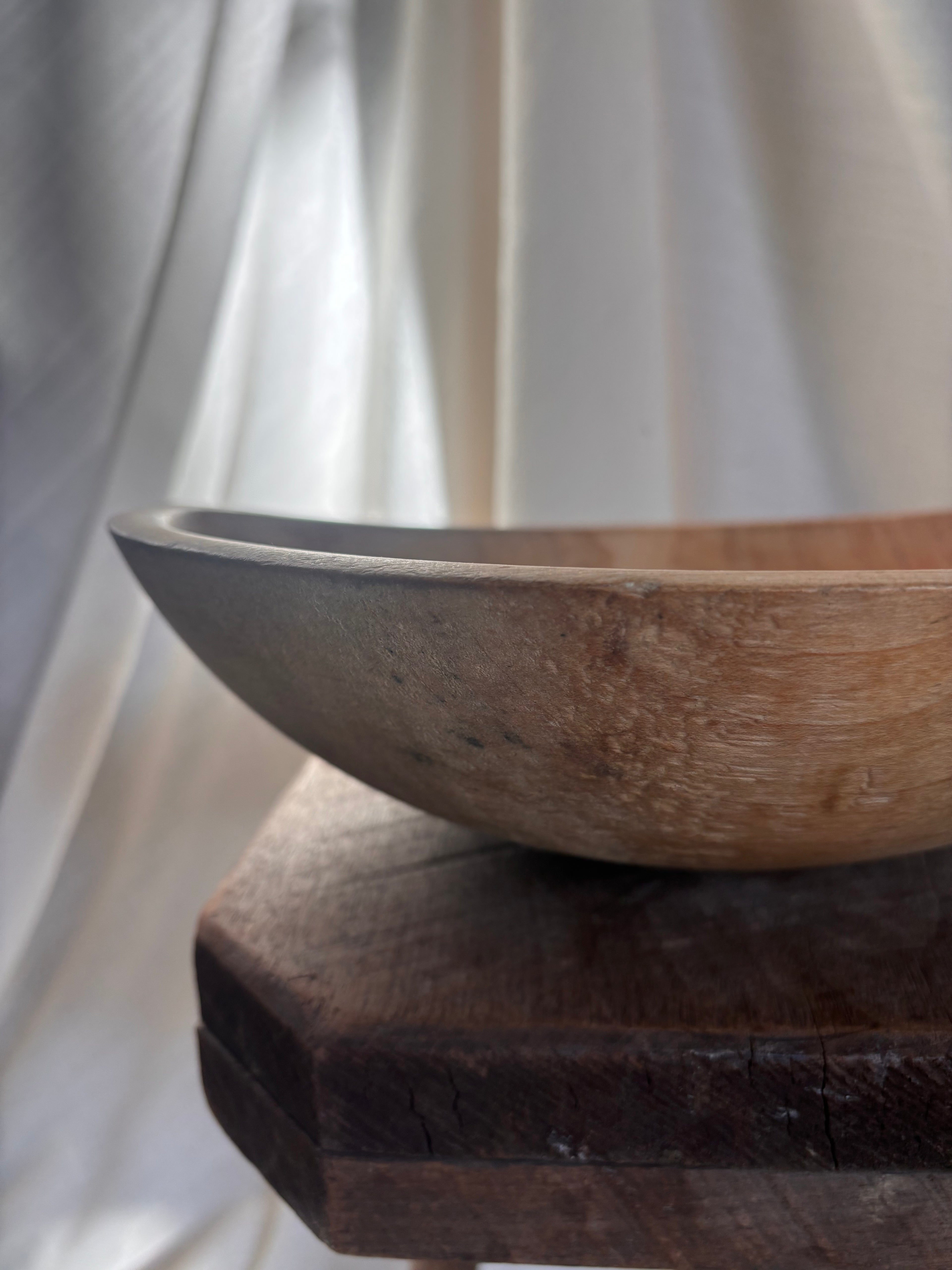 Vintage Carved Wooden Dough Bowl