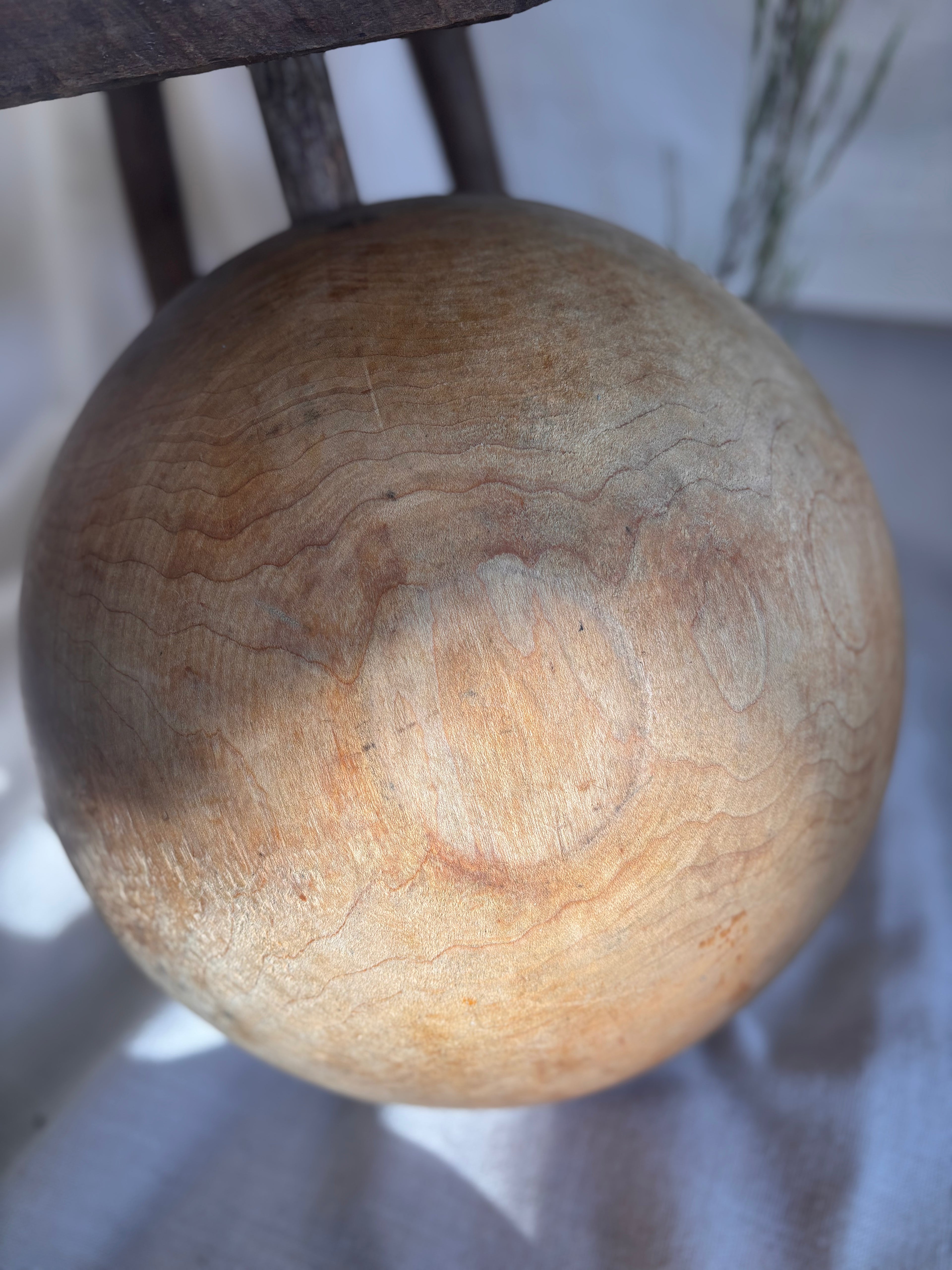 Vintage Carved Wooden Dough Bowl