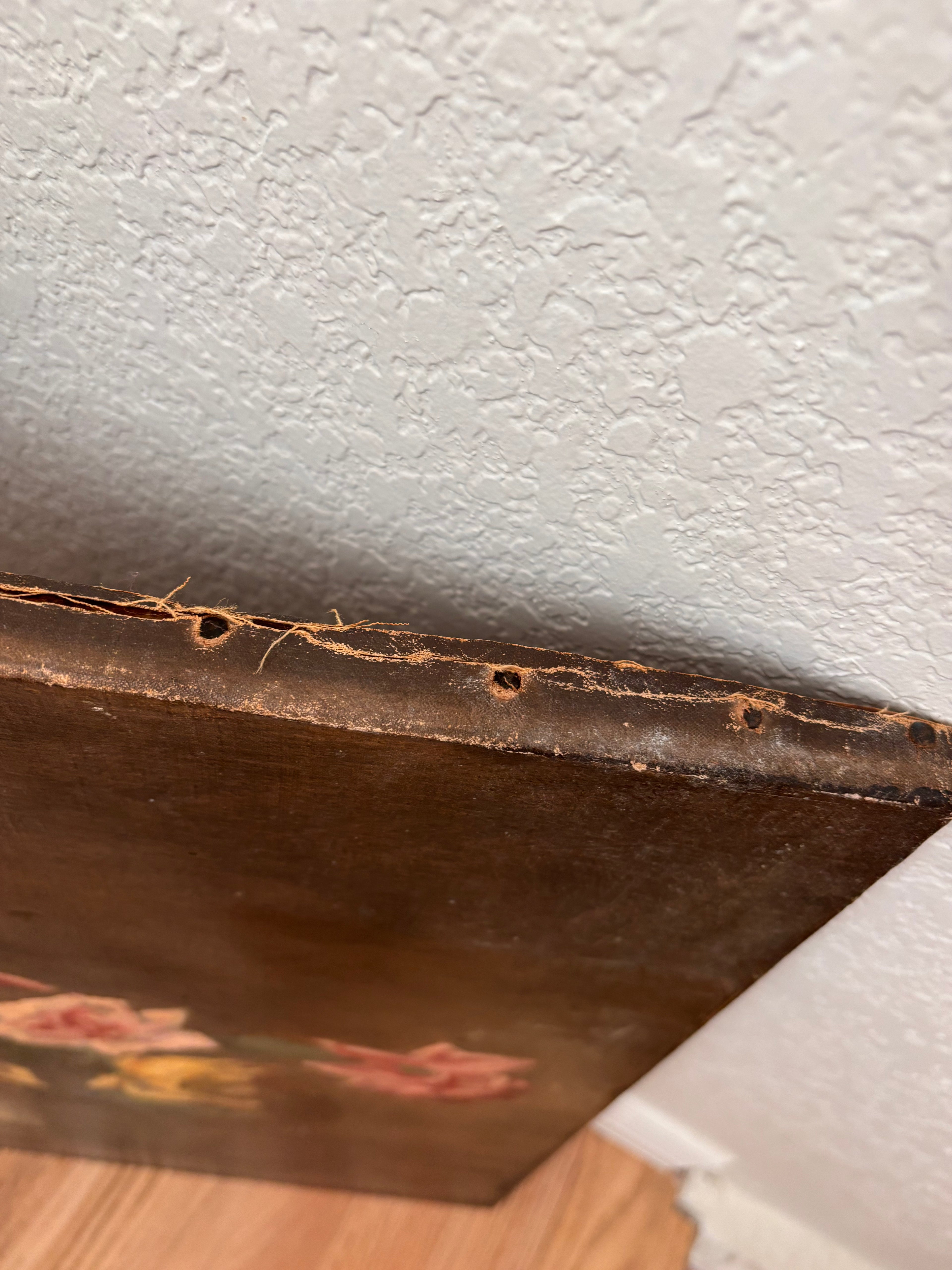 Antique French Still Life Roses in Vase Oil Painting on Canvas, c. 1880s