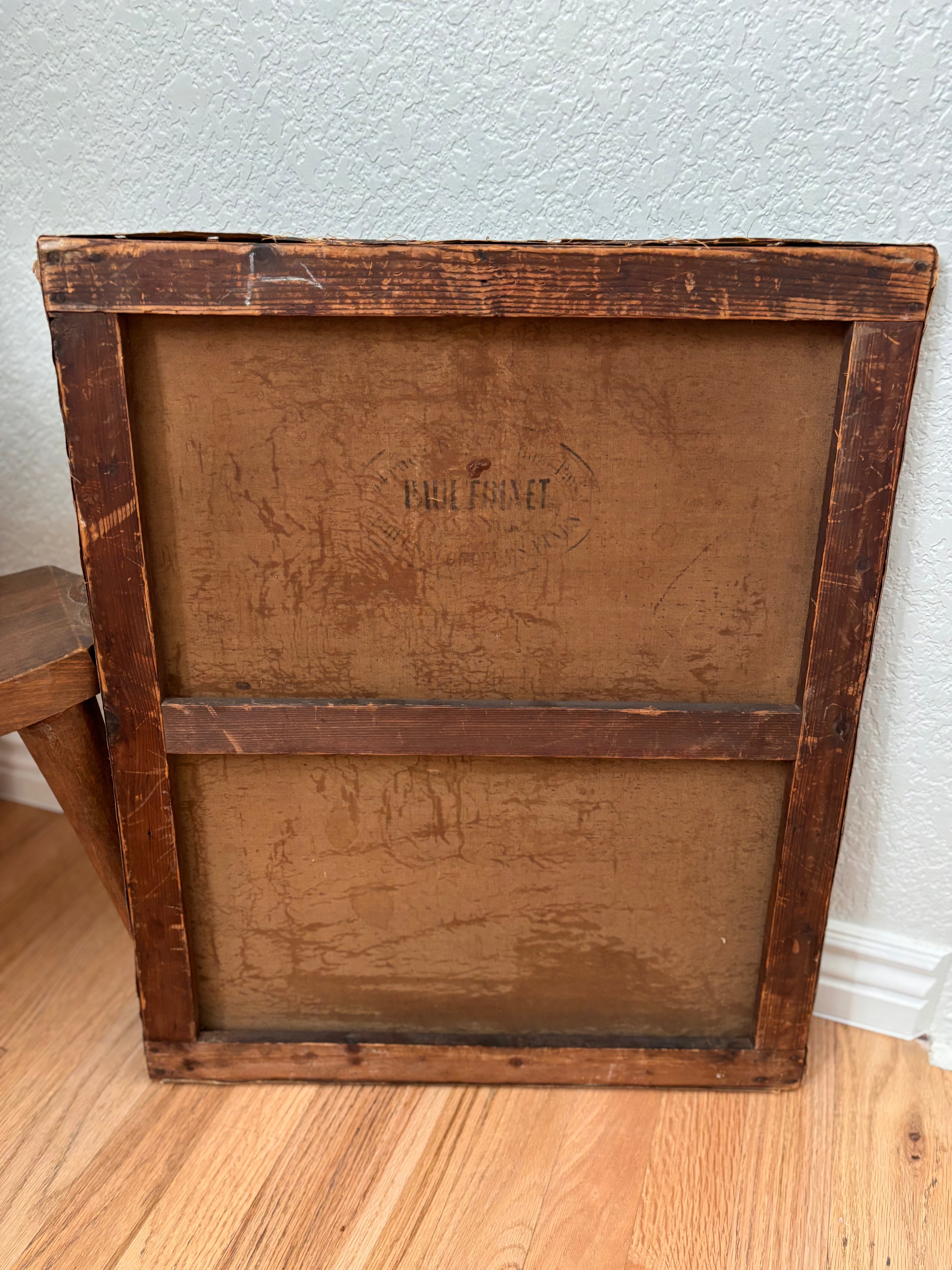 Antique French Still Life Roses in Vase Oil Painting on Canvas, c. 1880s