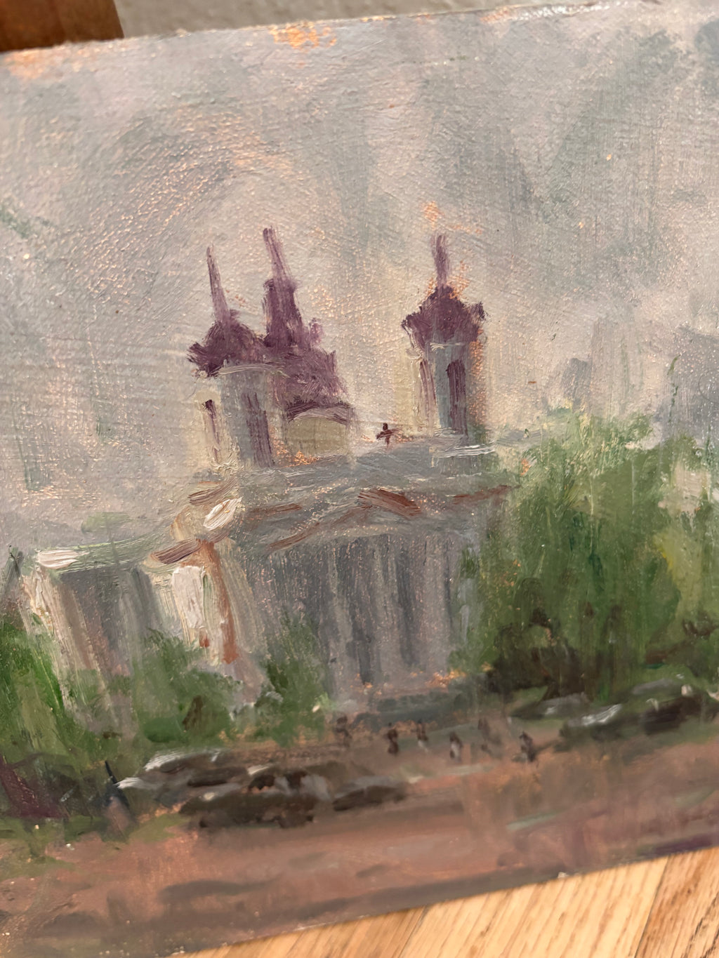 “Misty Morning” Oil on Board Painting, David Harlan