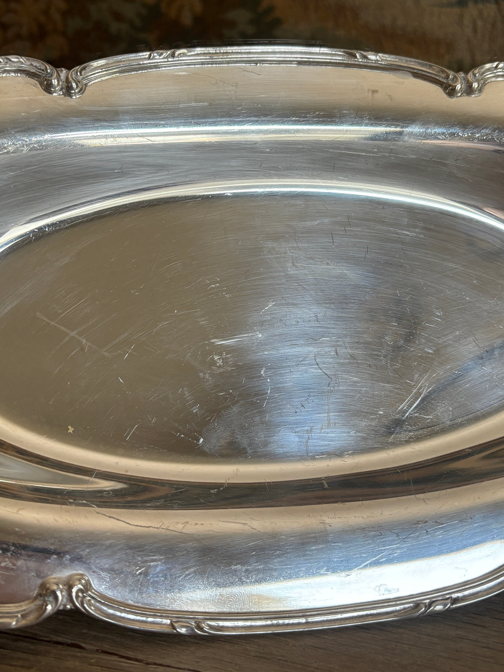 Antique Rococo Revival Silver-Plated Oval Serving Dish