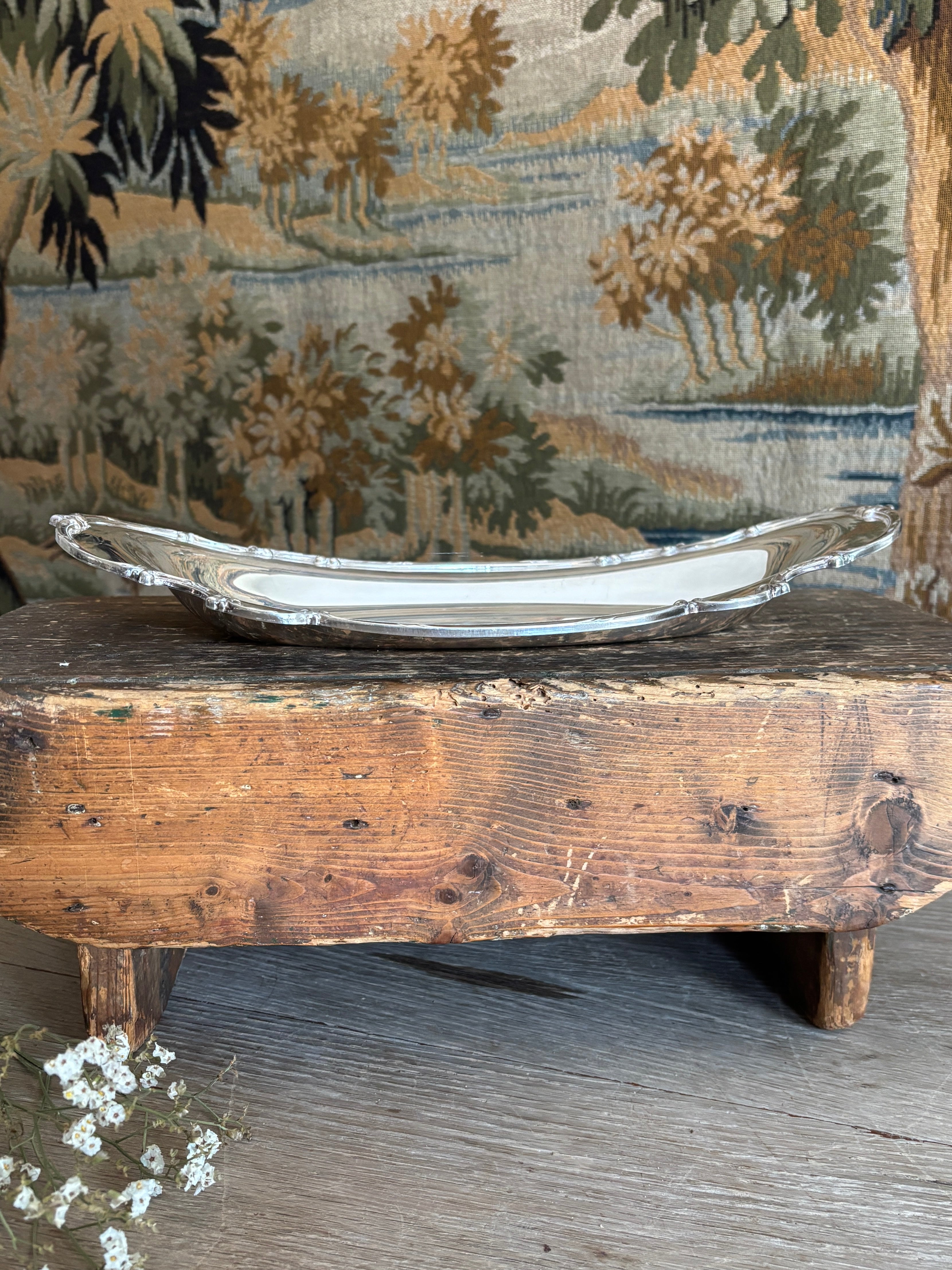Antique Rococo Revival Silver-Plated Oval Serving Dish