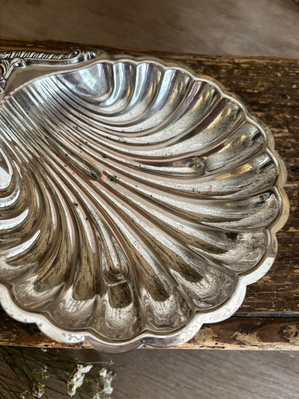 Vintage Silver-Plated Shell Dish