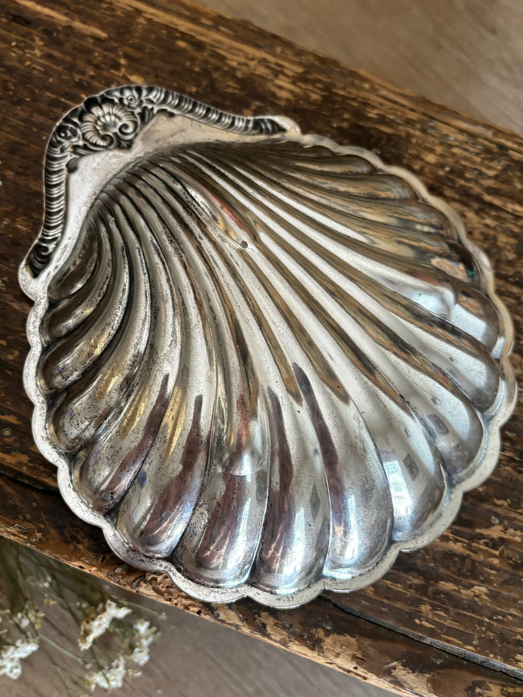 Vintage Silver-Plated Shell Dish