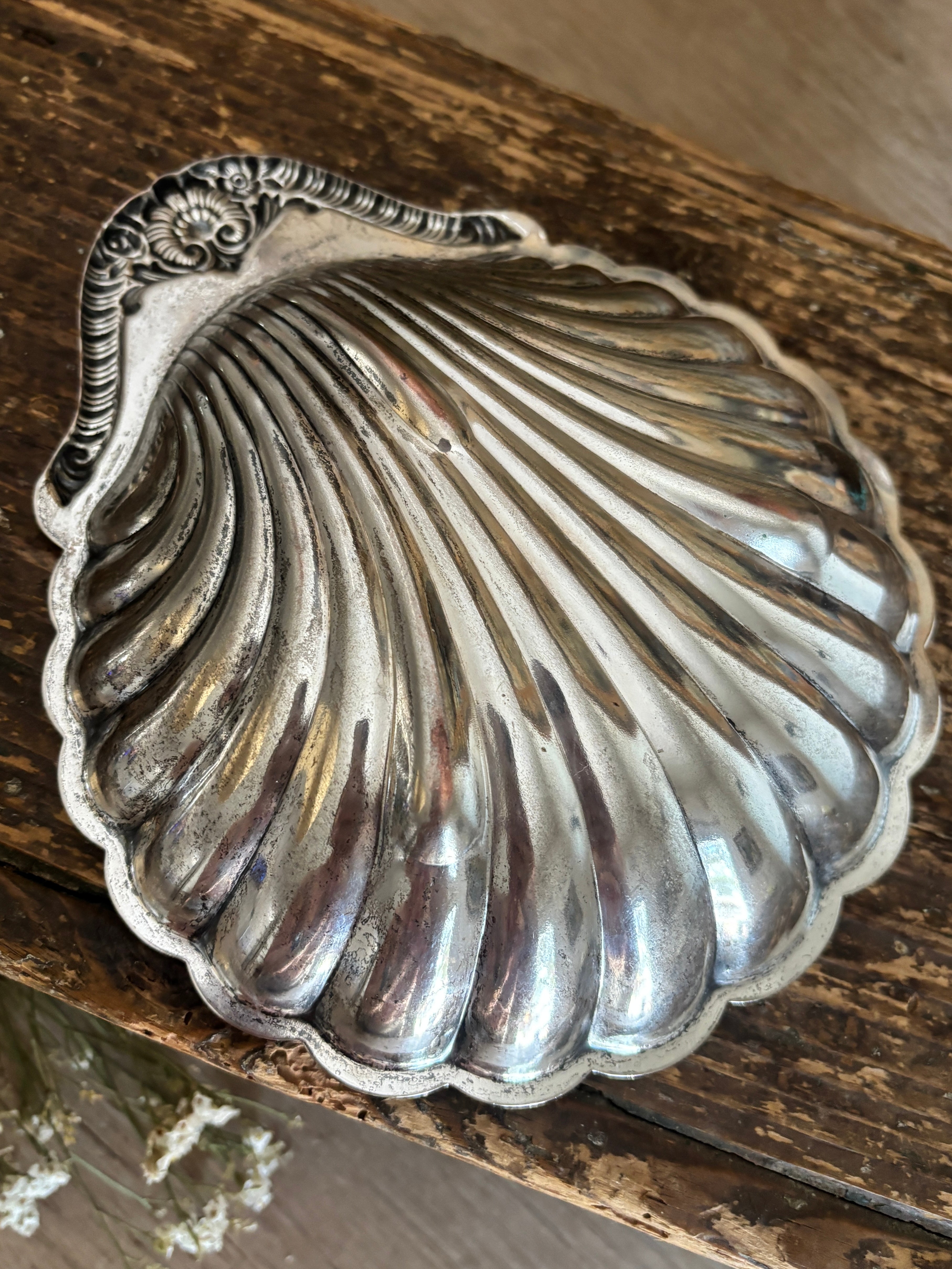 Vintage Silver-Plated Shell Dish