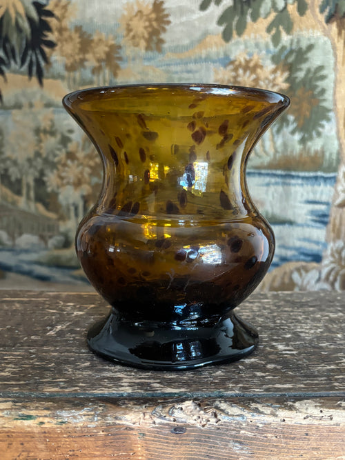 Hand-Blown Rounded Tortoiseshell Spotted Glass Vase