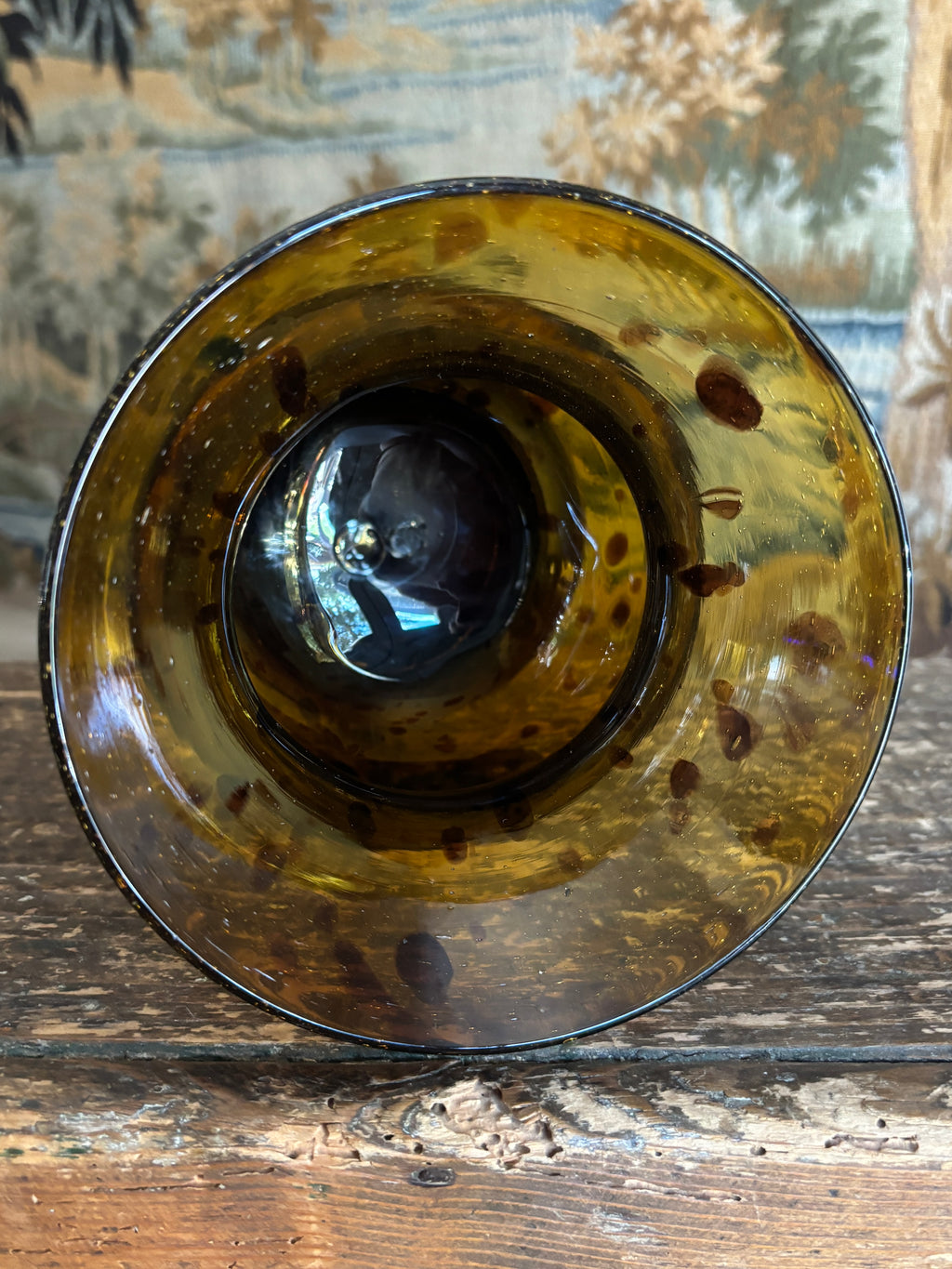 Hand-Blown Rounded Tortoiseshell Spotted Glass Vase
