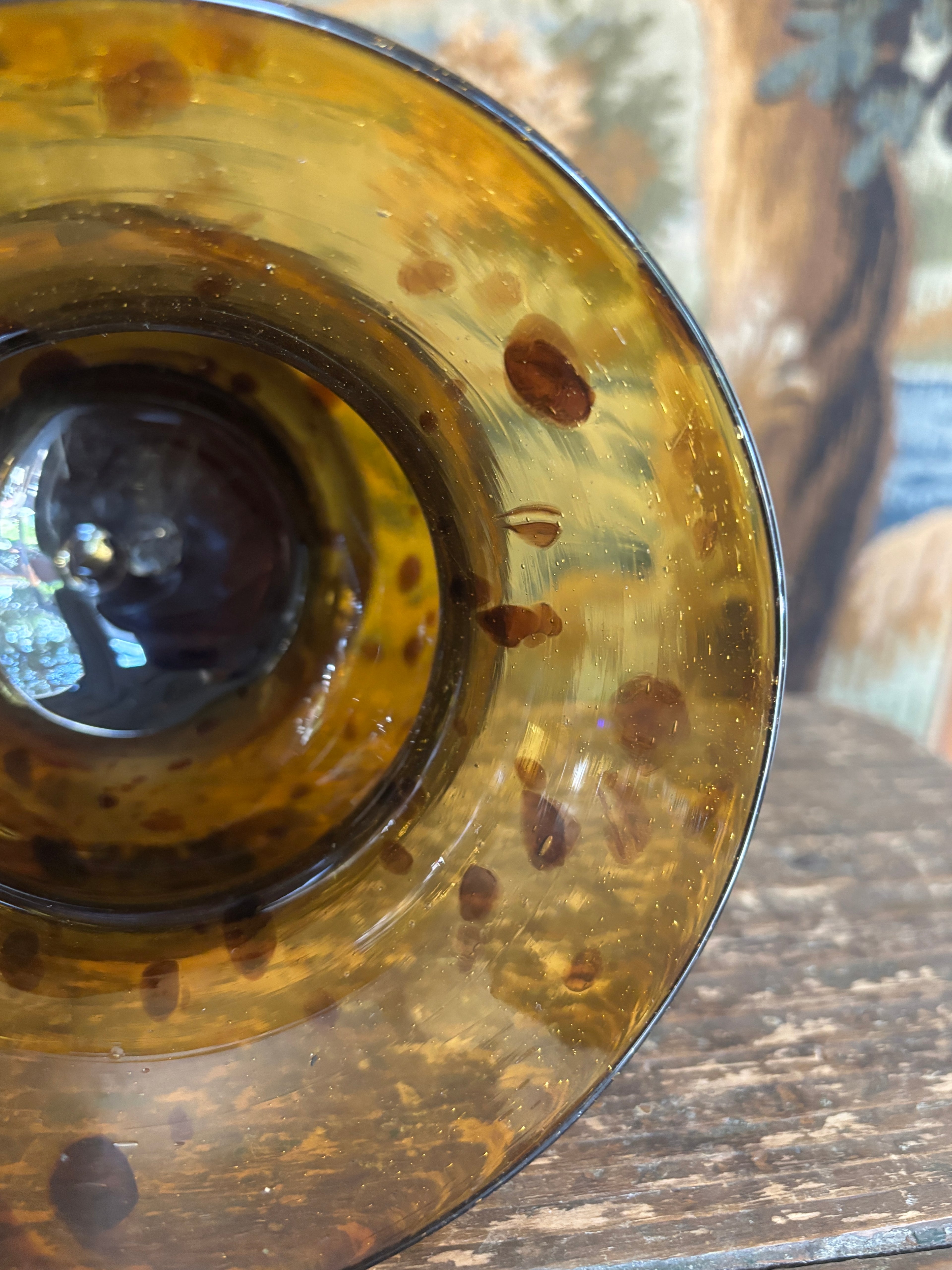 Hand-Blown Rounded Tortoiseshell Spotted Glass Vase