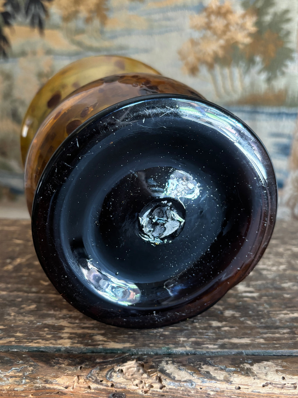Hand-Blown Rounded Tortoiseshell Spotted Glass Vase