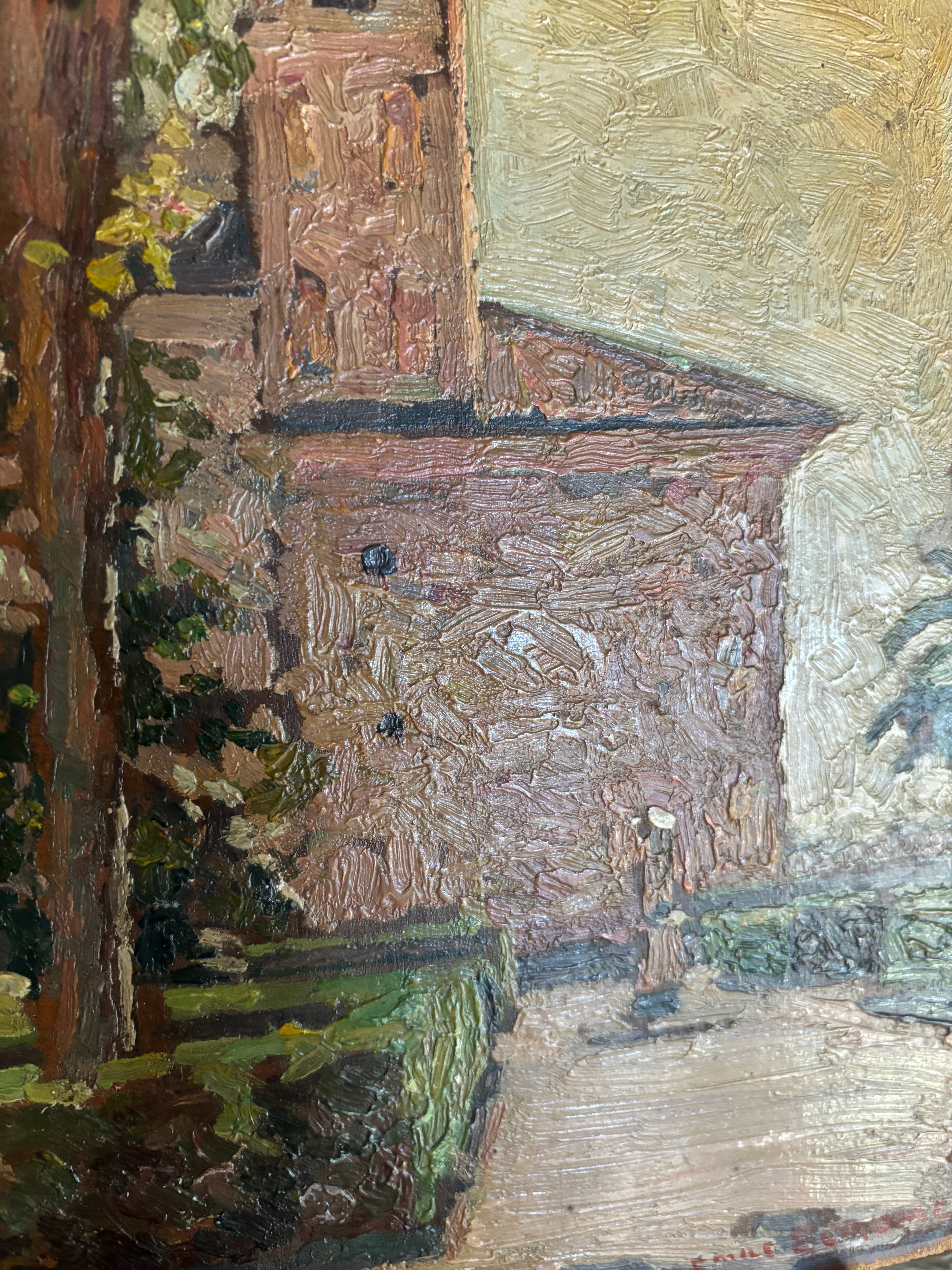 Antique French Impasto Oil Painting on Wood Panel