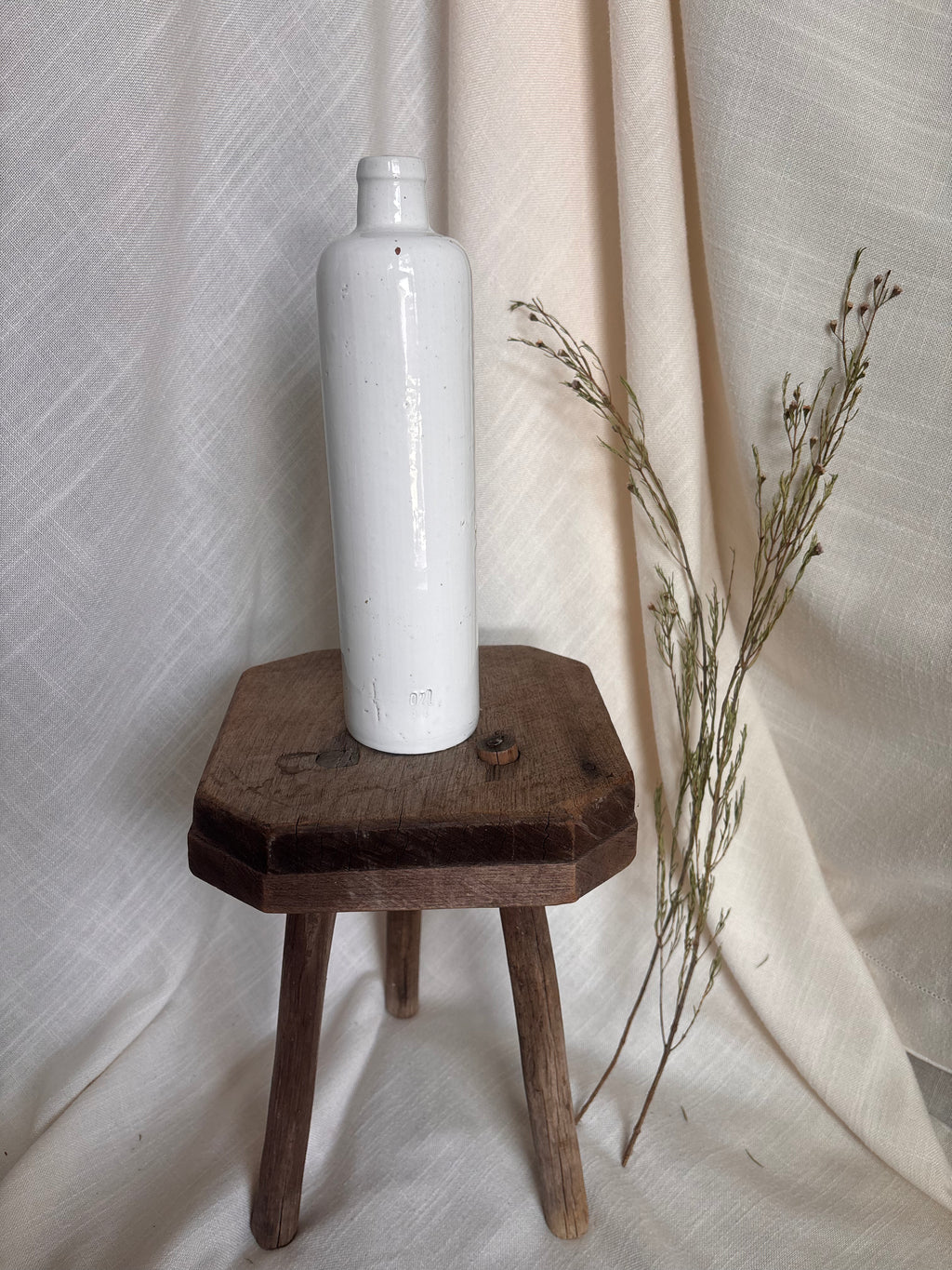 Antique White Stoneware Bottle