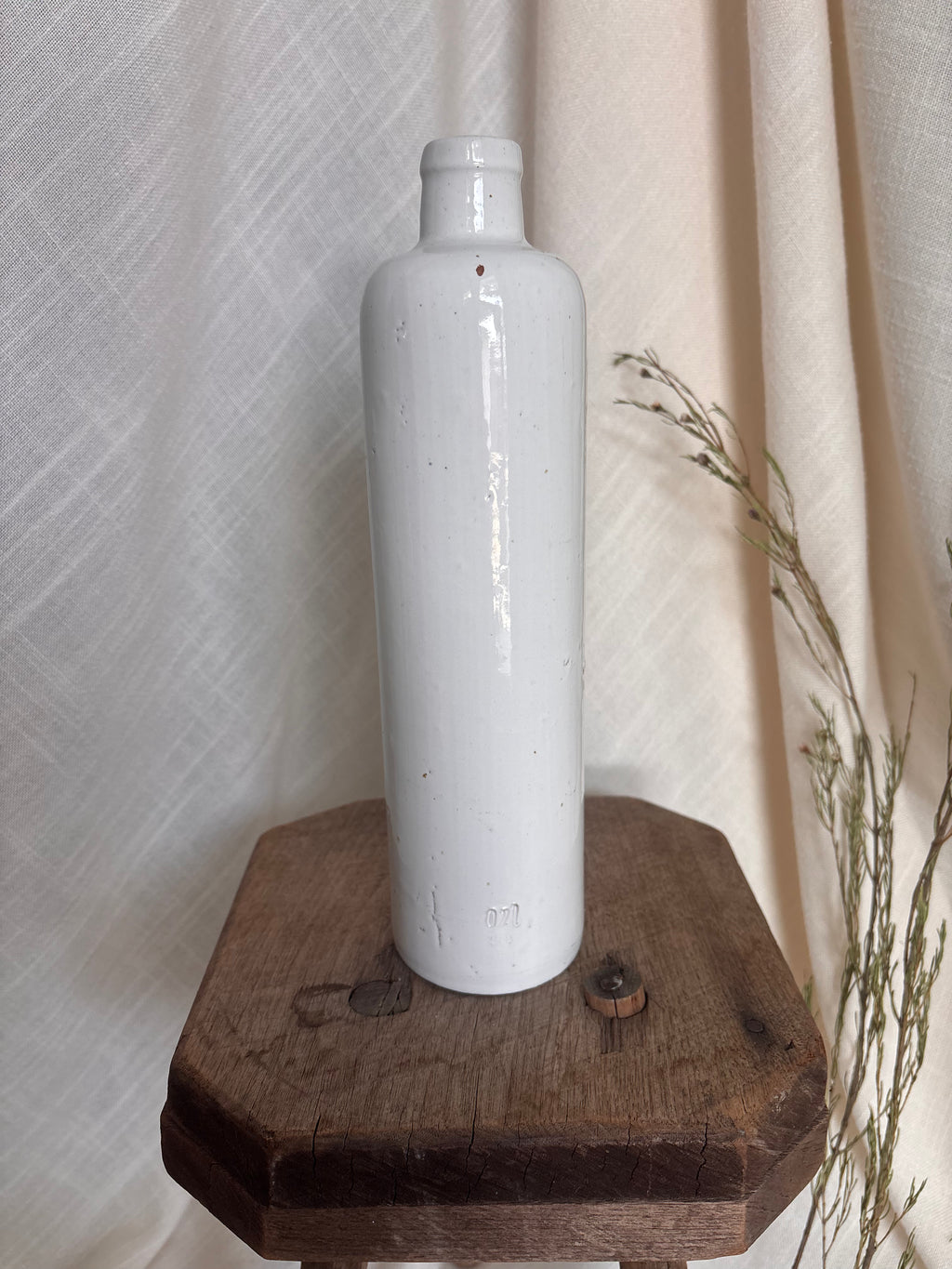 Antique White Stoneware Bottle