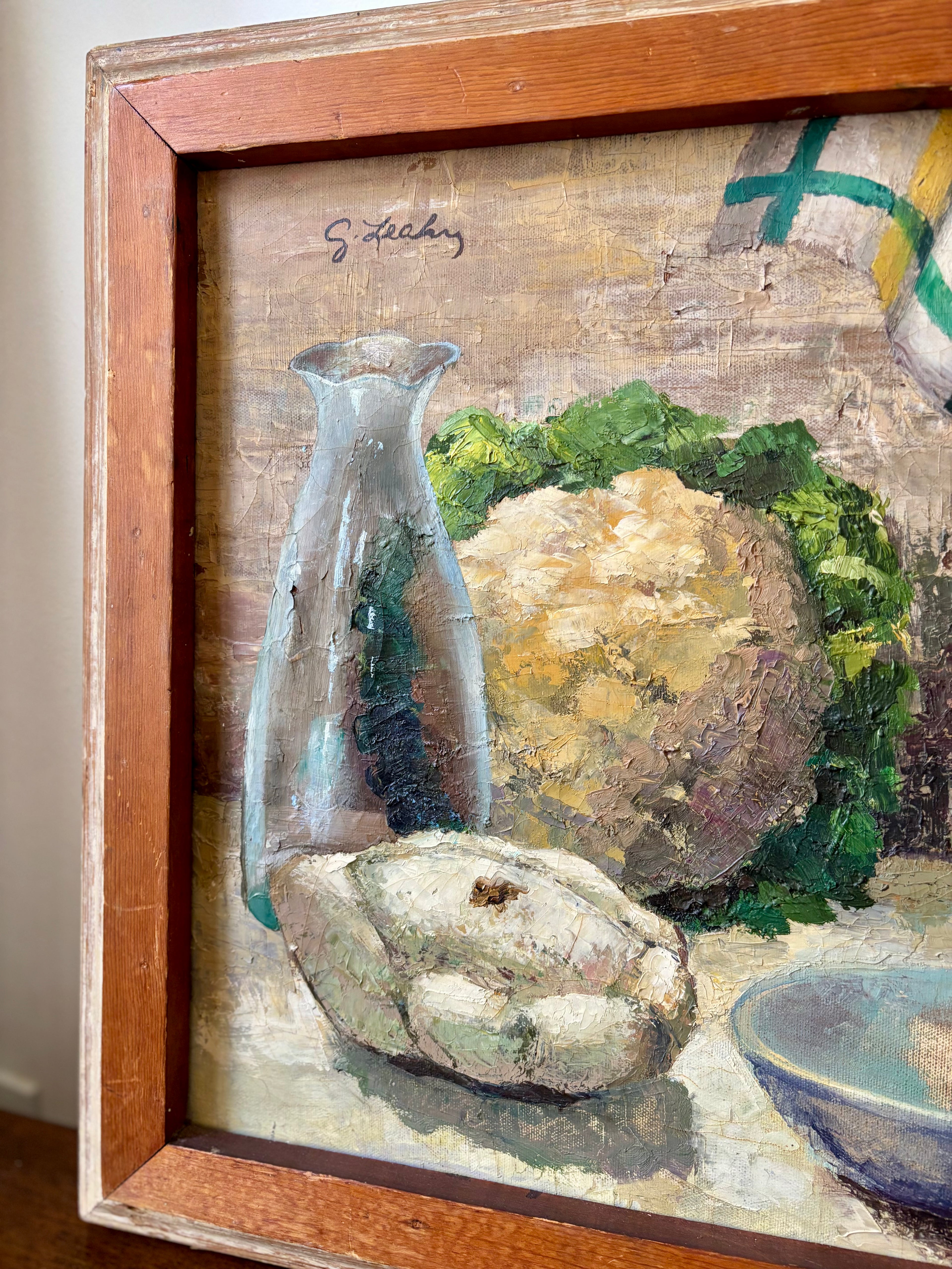 Vintage Oil-On-Canvas Tablescape Still Life, Signed