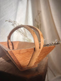 Vintage French Wooden Trug Basket with Split Bentwood Handle