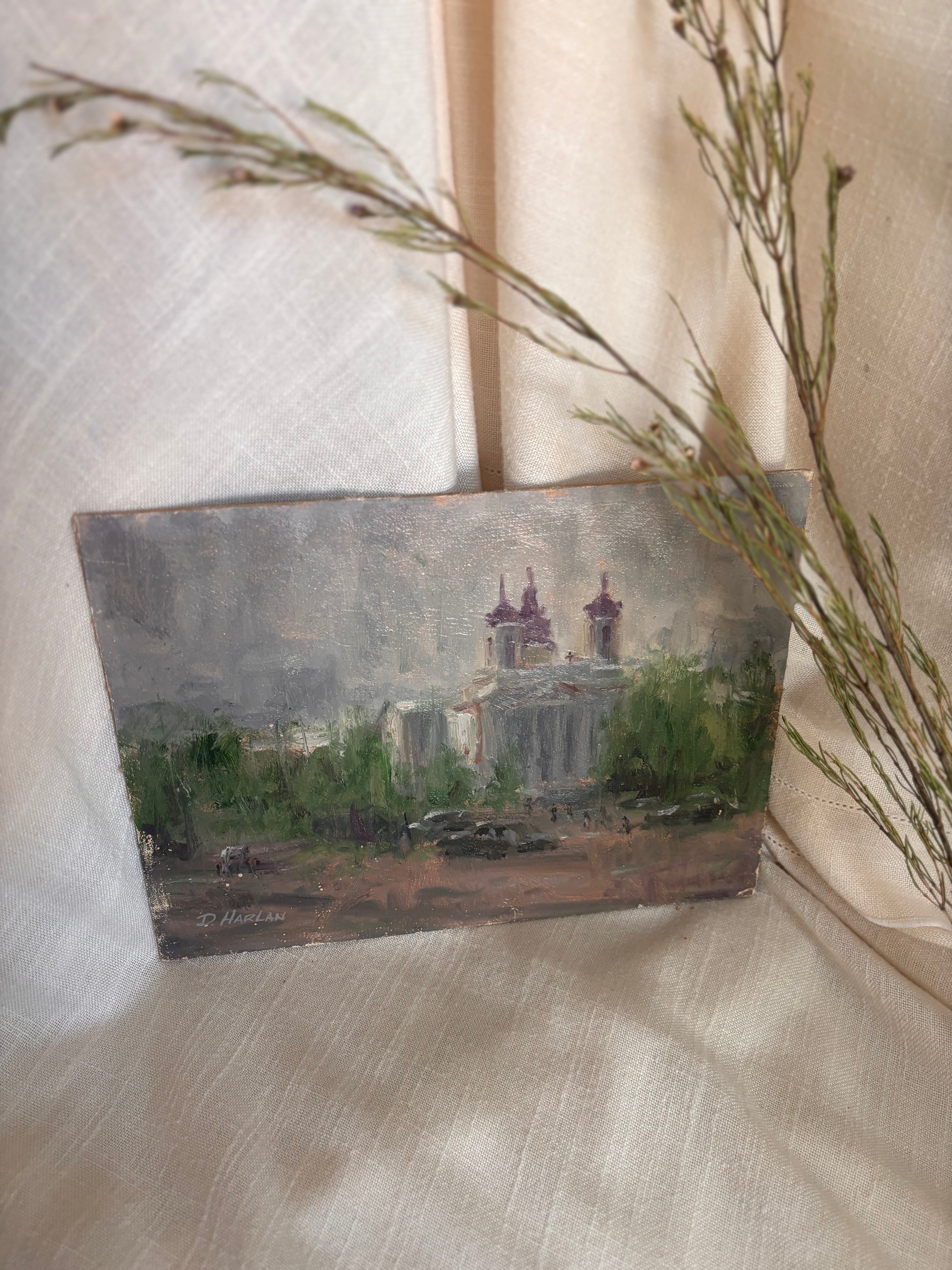 Vintage “Misty Morning” Oil Painting by David Harlan