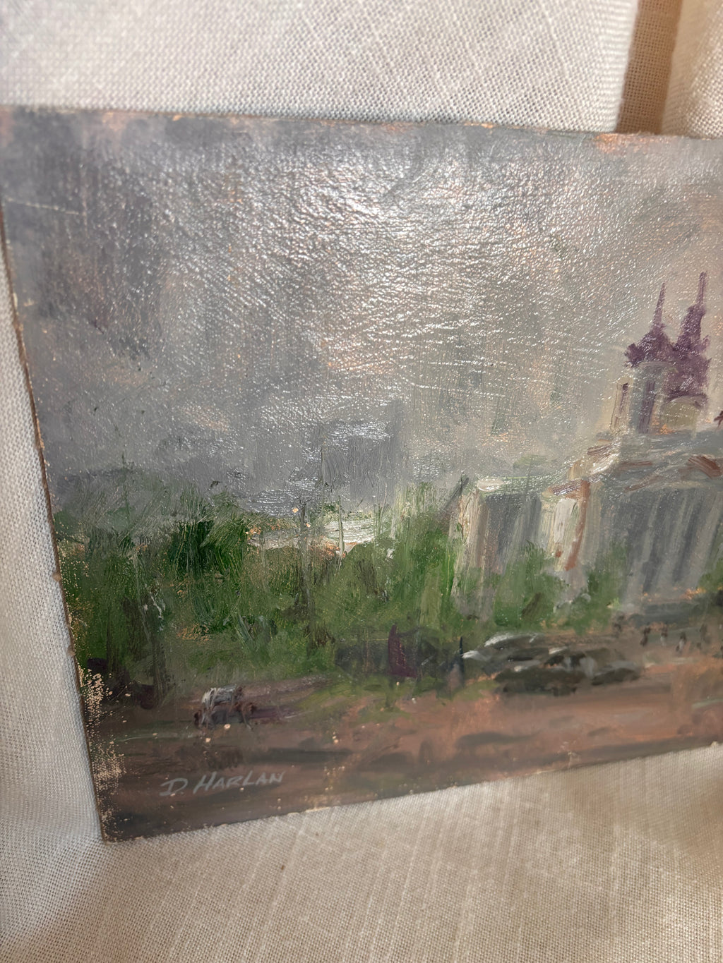 Vintage “Misty Morning” Oil Painting by David Harlan