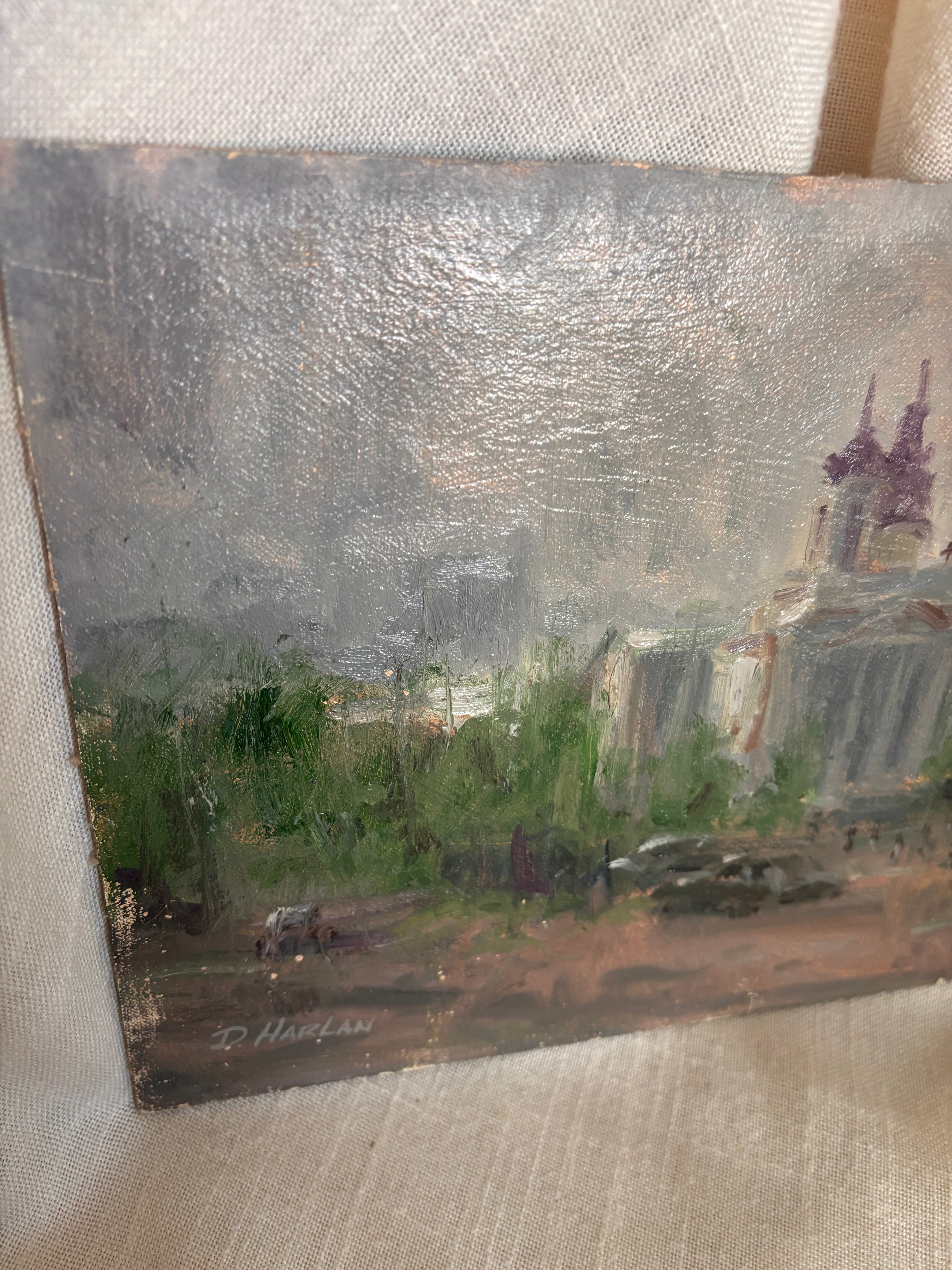 Vintage “Misty Morning” Oil Painting by David Harlan