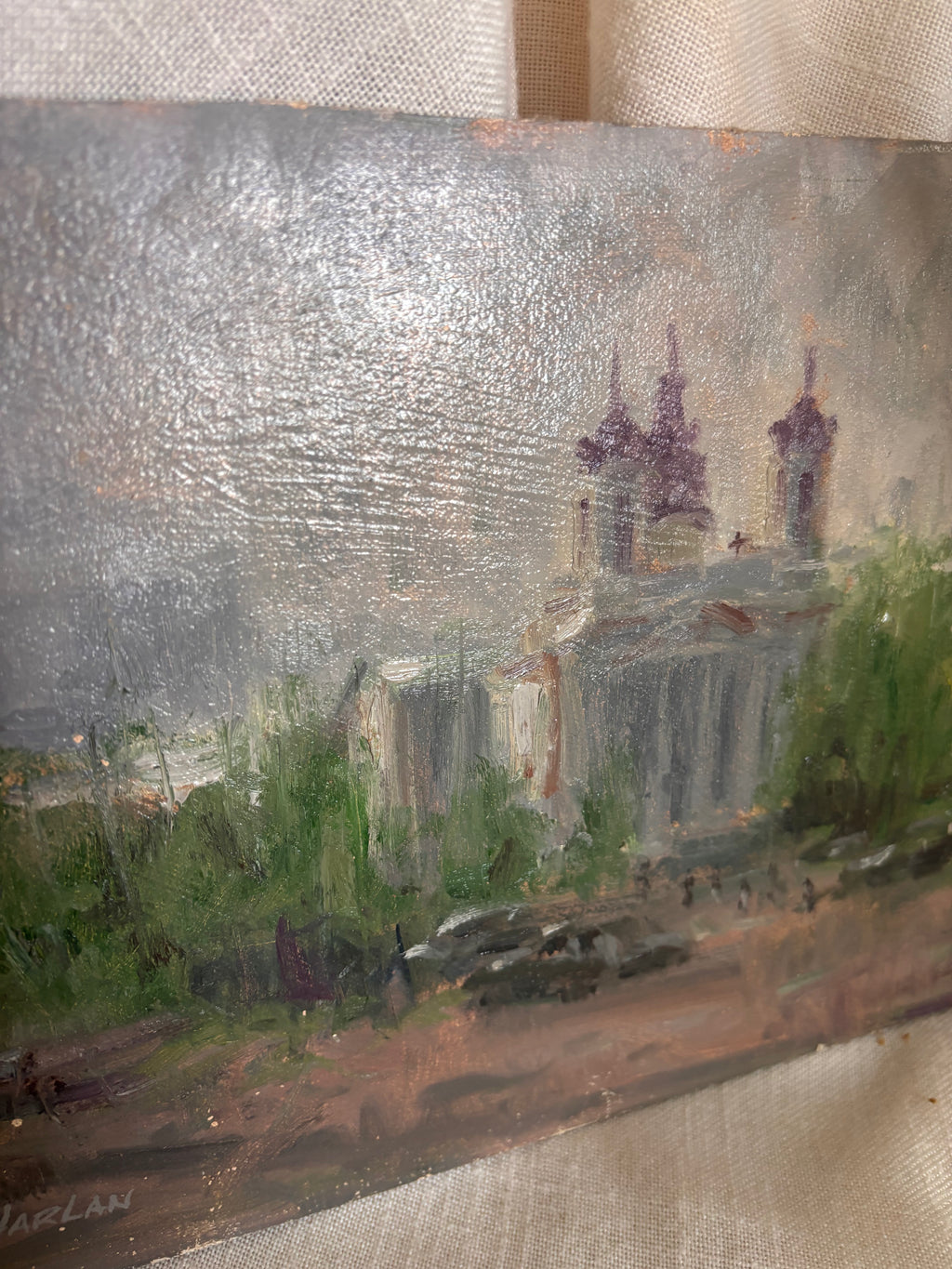 Vintage “Misty Morning” Oil Painting by David Harlan