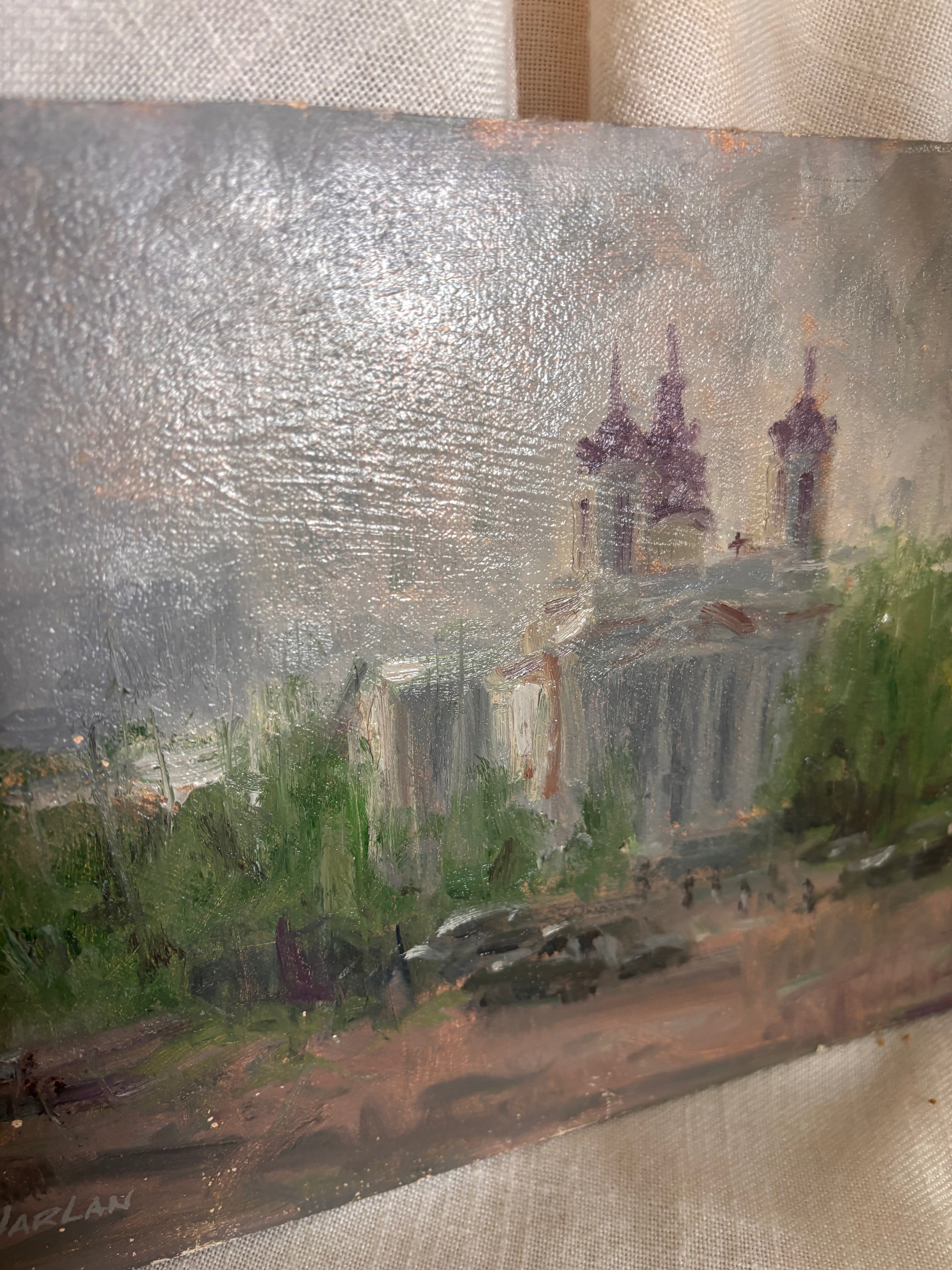 Vintage “Misty Morning” Oil Painting by David Harlan