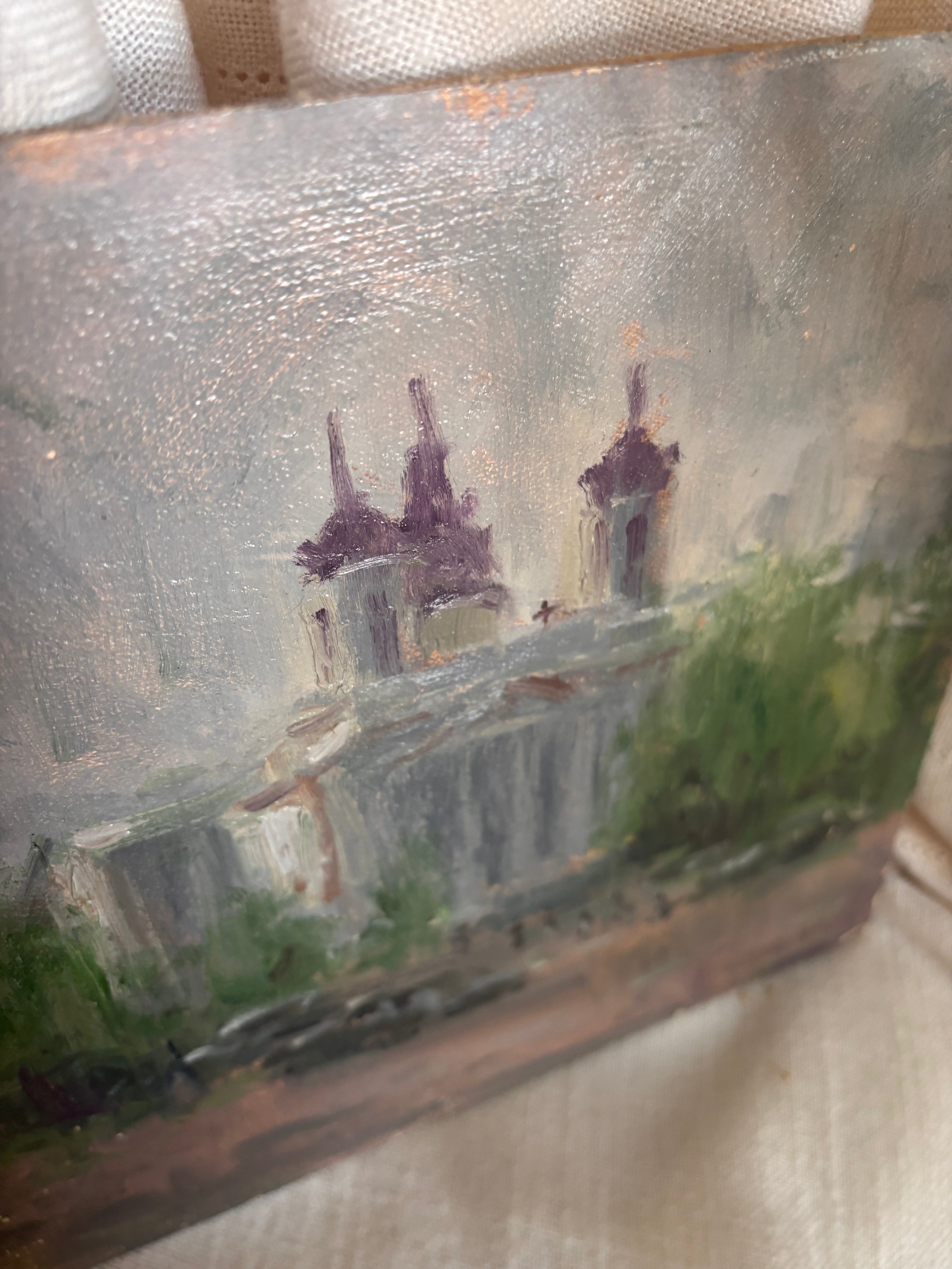 Vintage “Misty Morning” Oil Painting by David Harlan