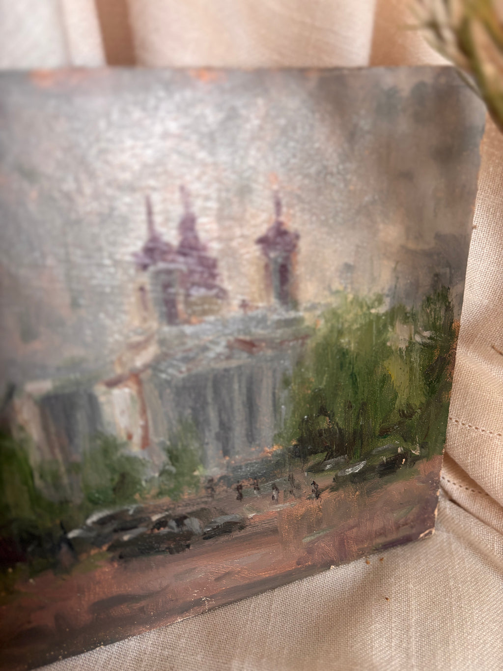 Vintage “Misty Morning” Oil Painting by David Harlan