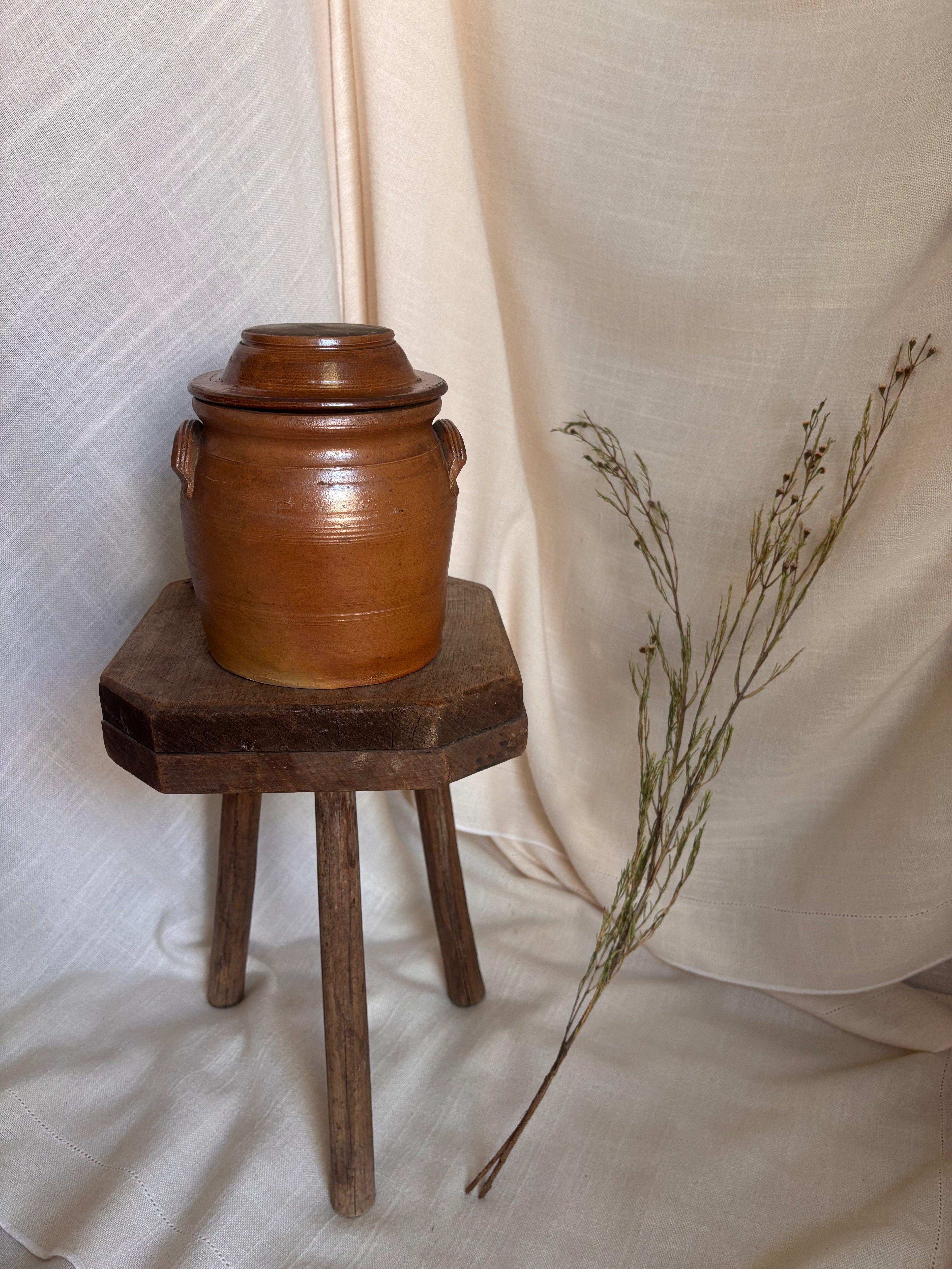 Vintage French Rounded Confit w/ Lid
