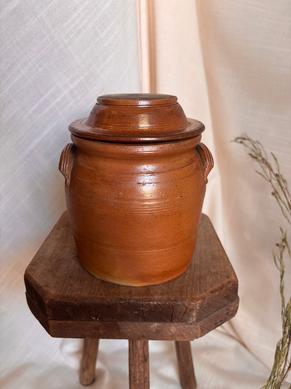 Vintage French Rounded Confit w/ Lid