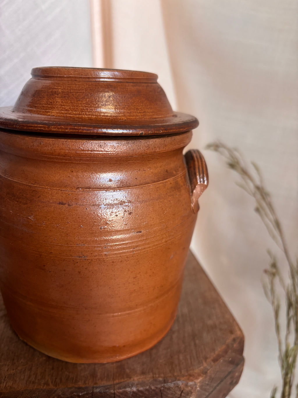 Vintage French Rounded Confit w/ Lid