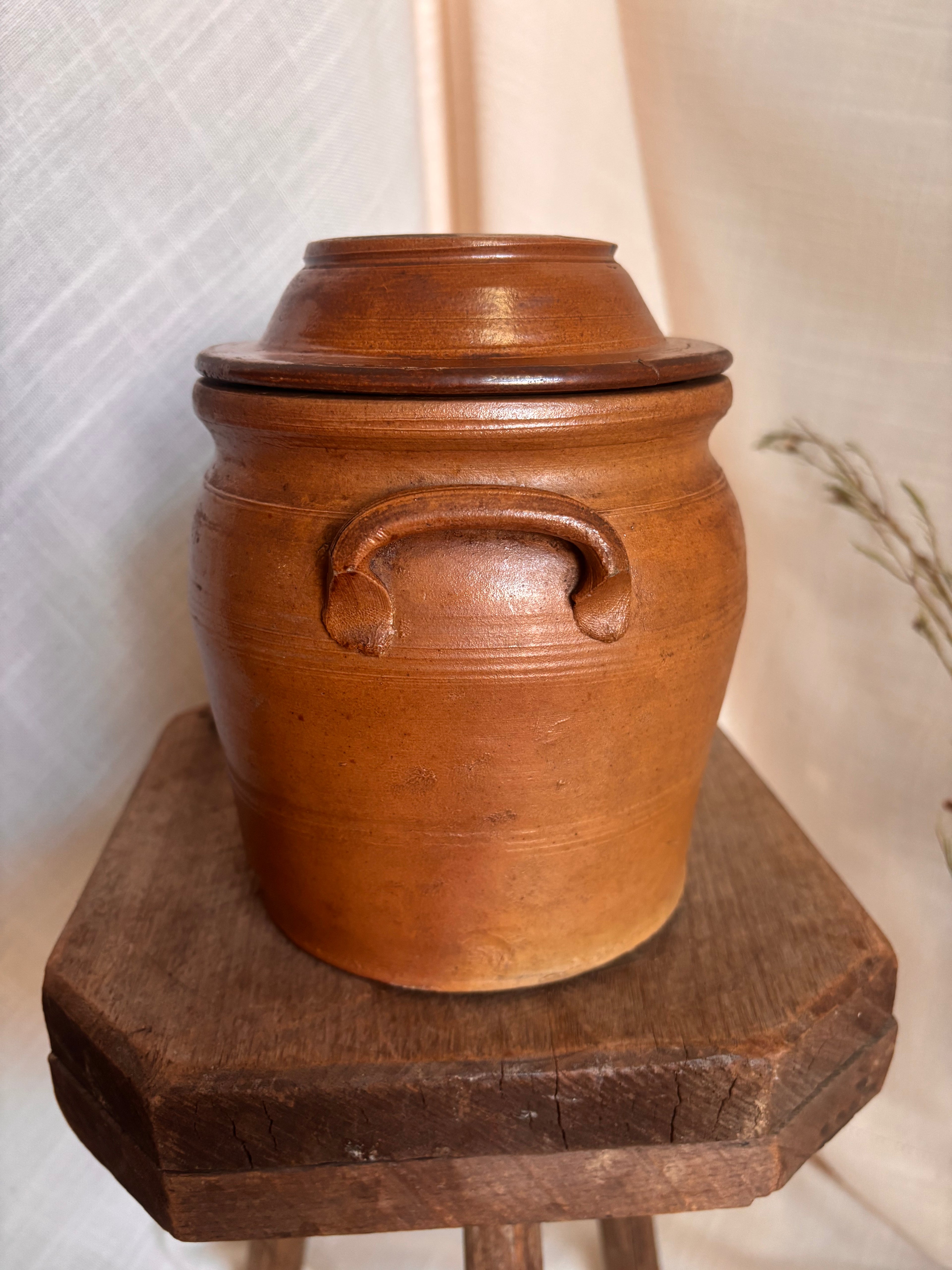 Vintage French Rounded Confit w/ Lid