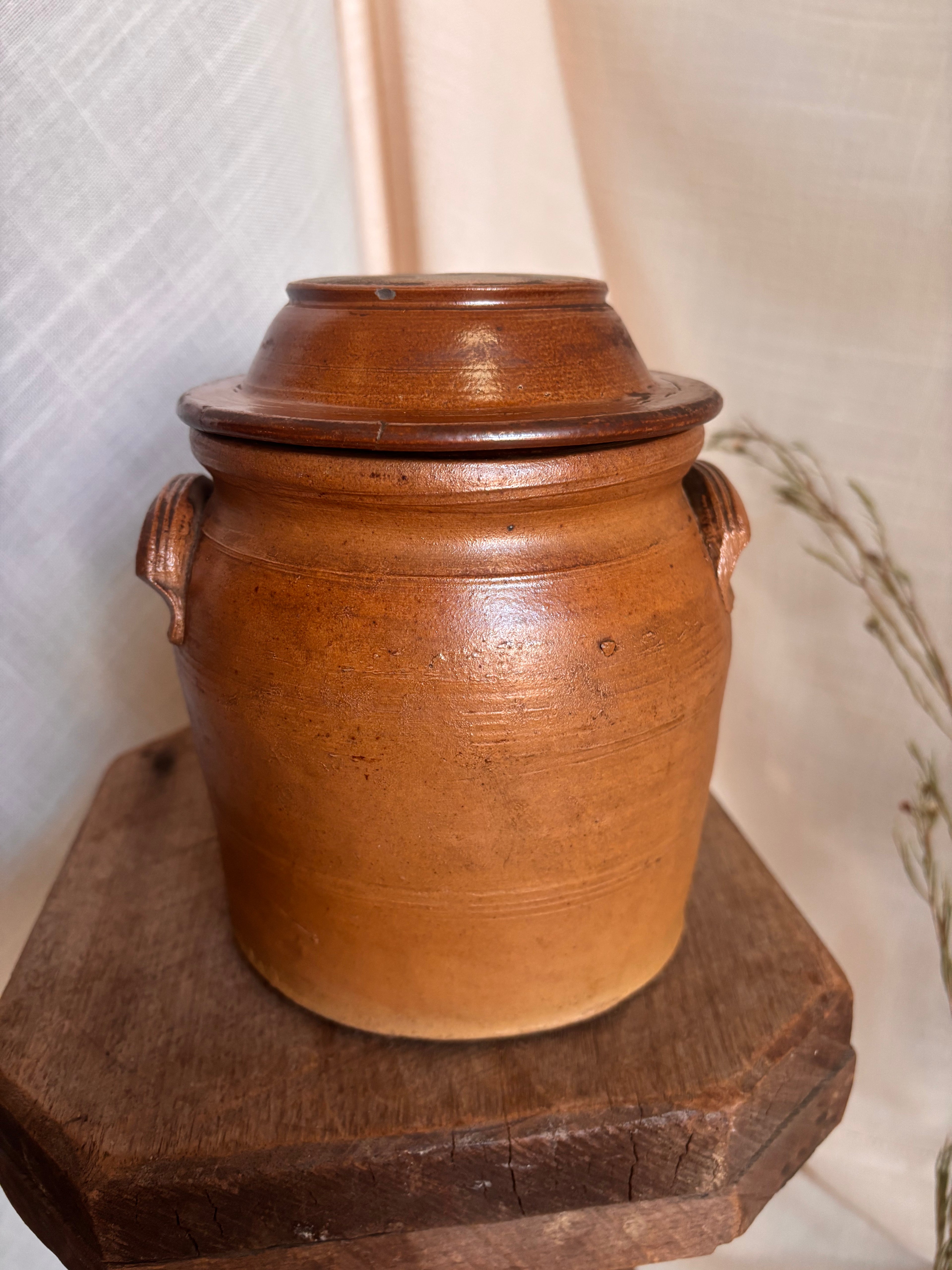 Vintage French Rounded Confit w/ Lid
