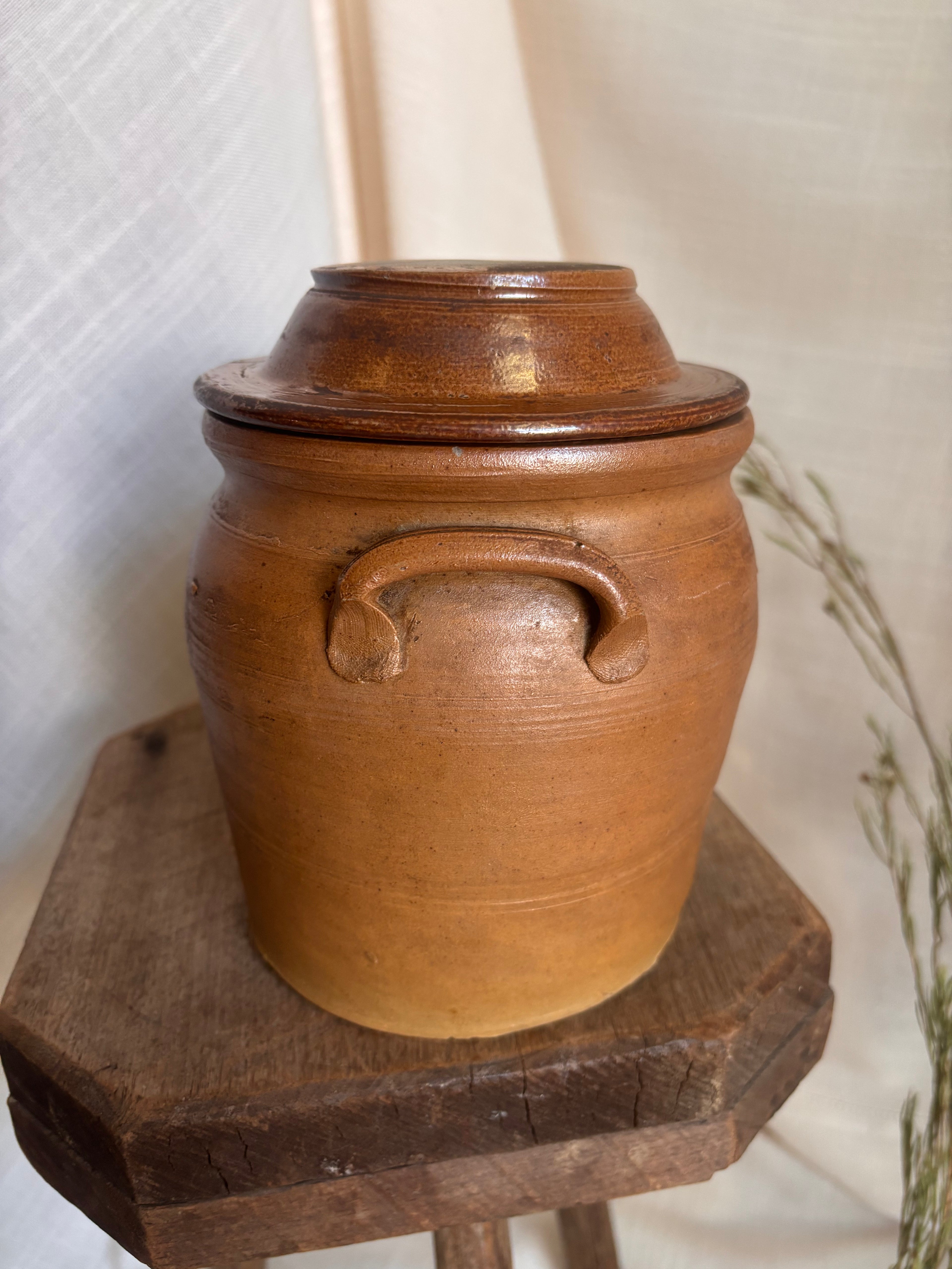 Vintage French Rounded Confit w/ Lid