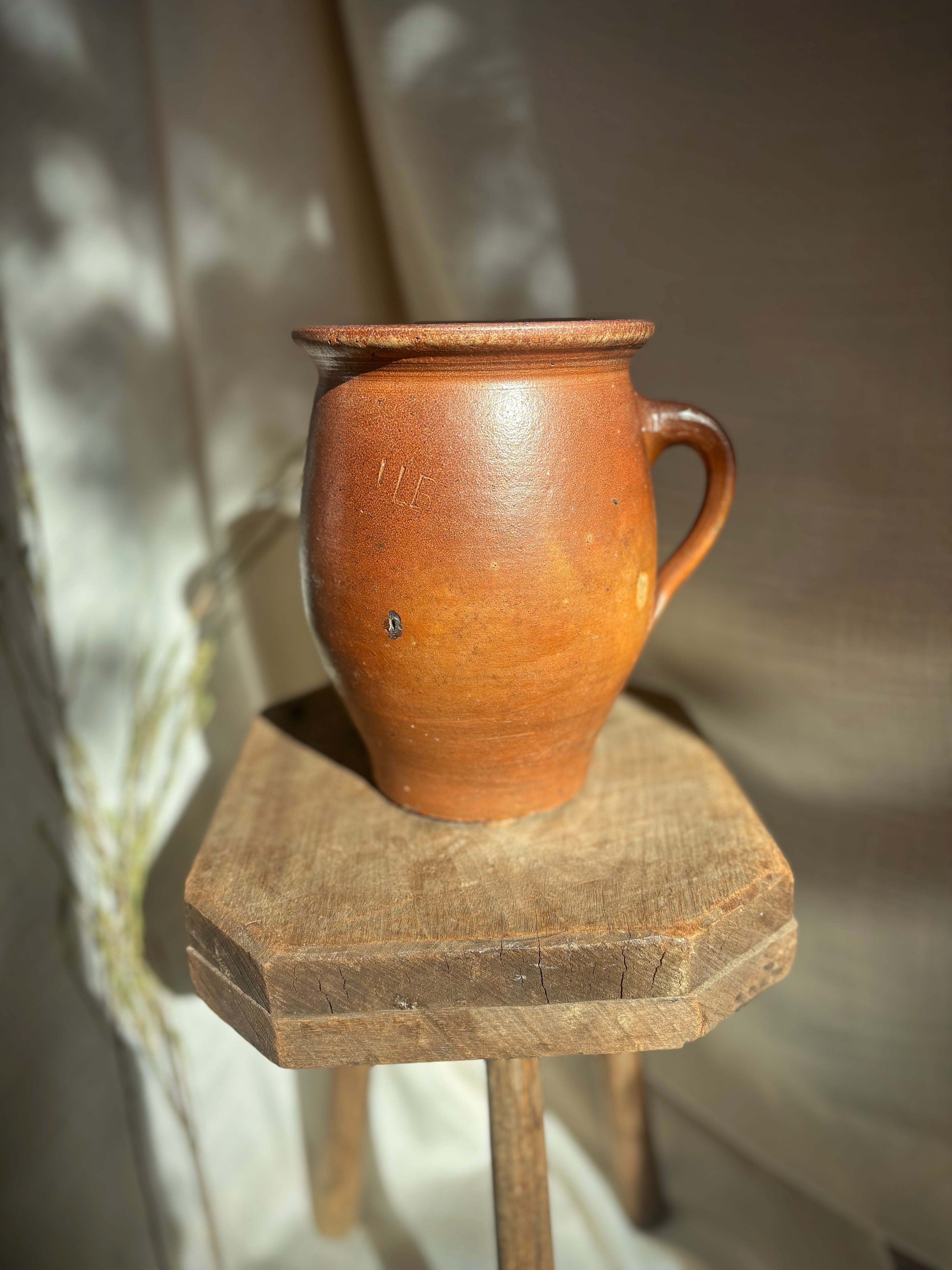 Vintage French Single-Handle Confit Pot